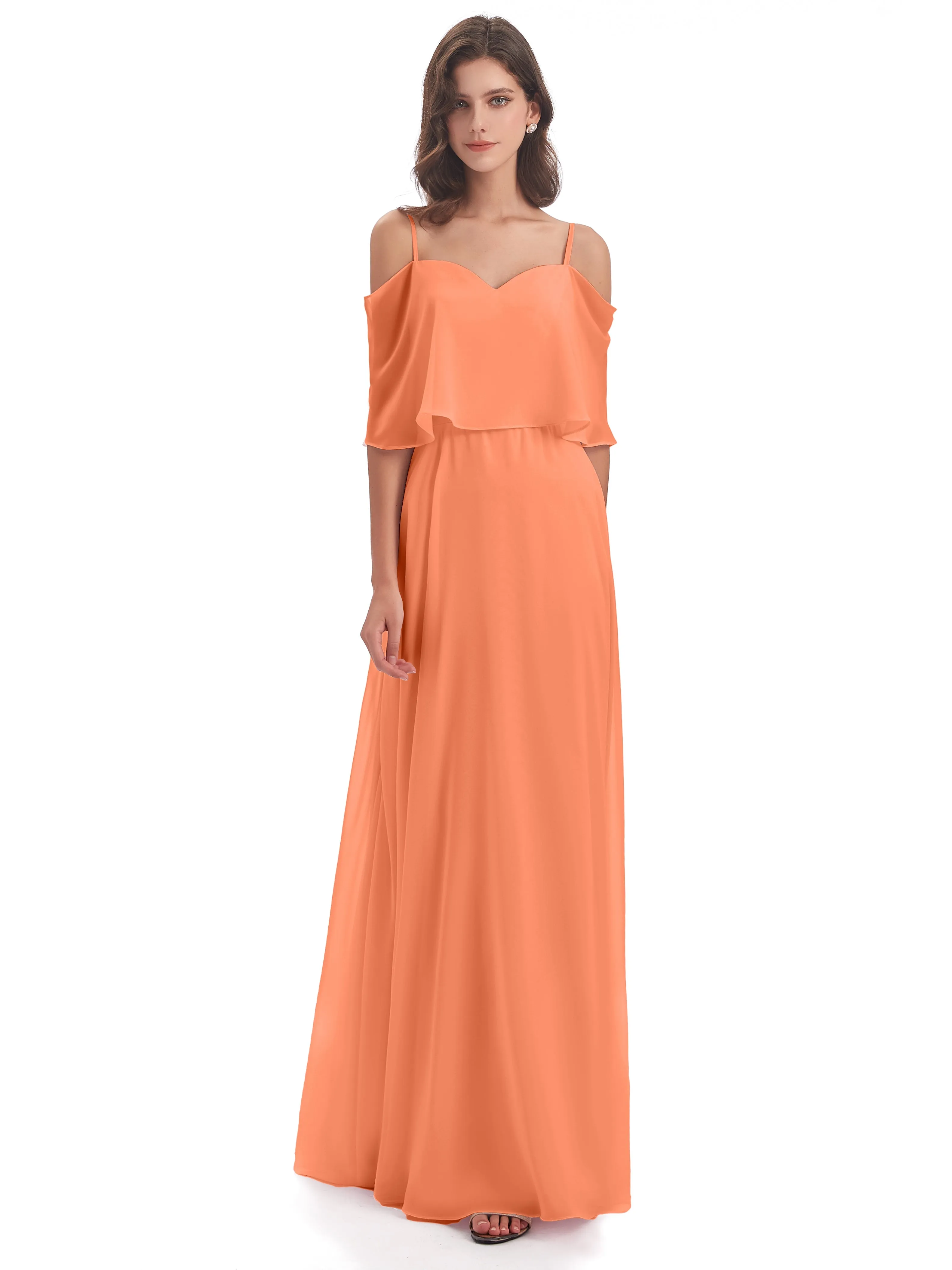 Olivia Inexpensive Chiffon Spaghetti Straps Bridesmaid Dresses