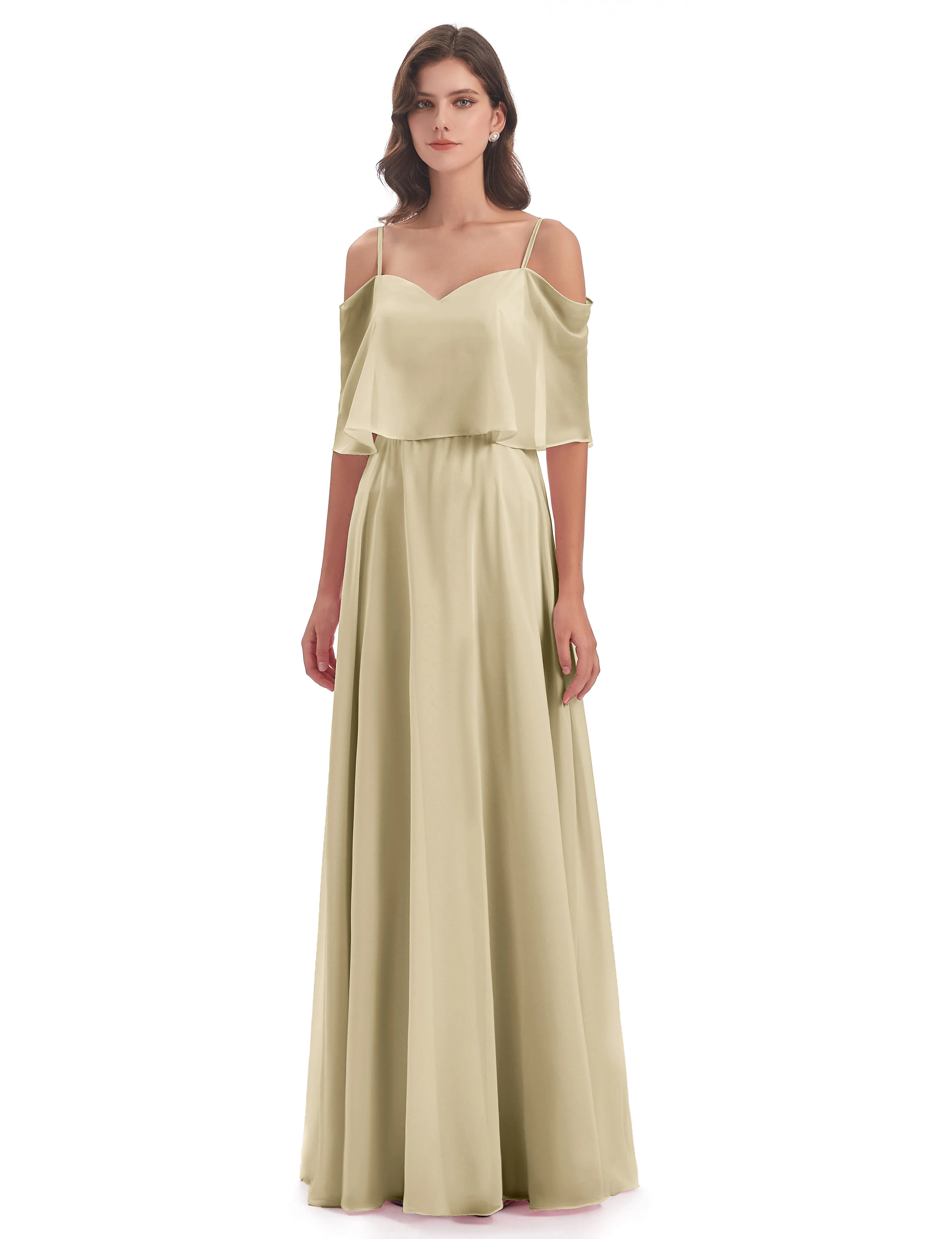 Olivia Inexpensive Chiffon Spaghetti Straps Bridesmaid Dresses