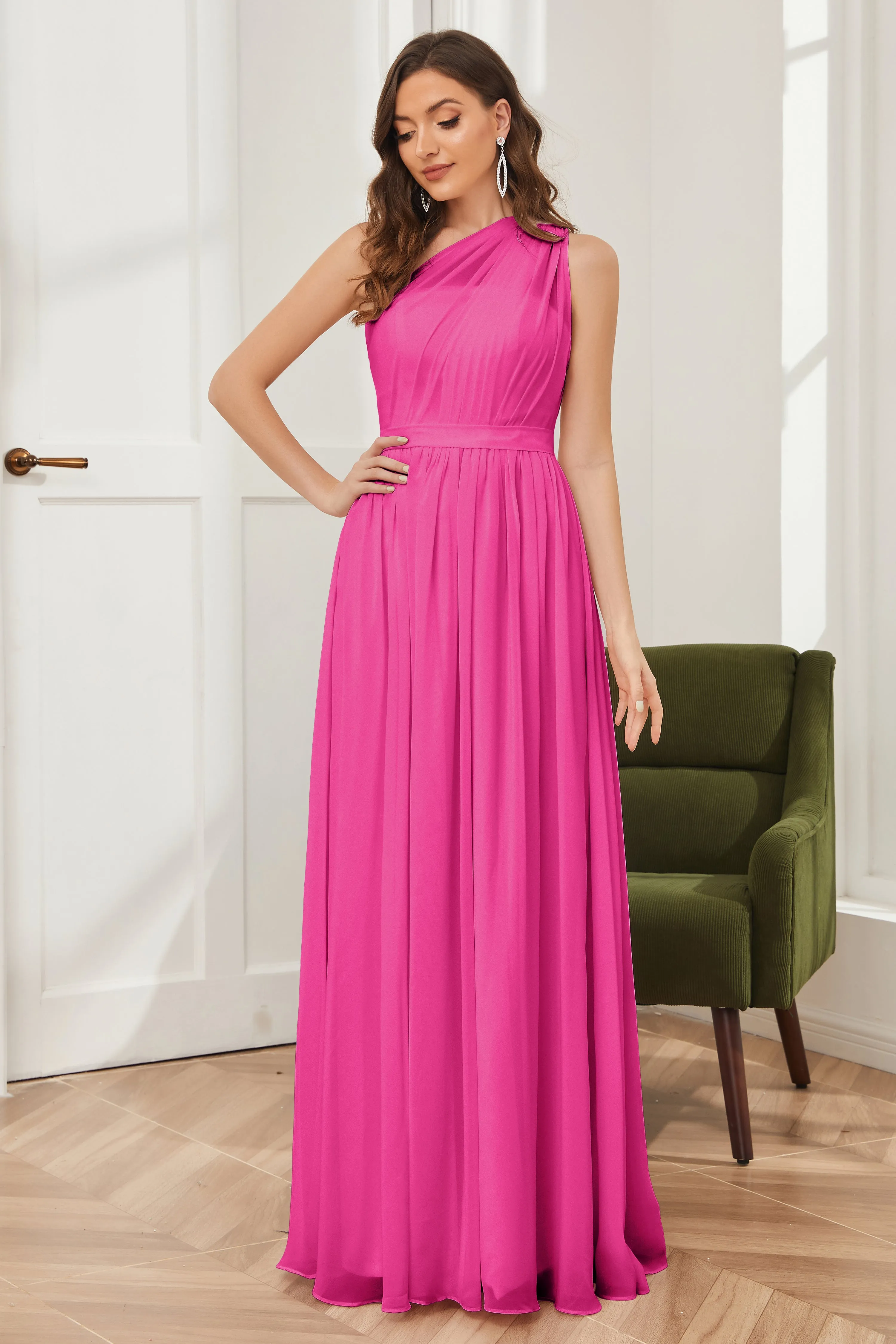 One Shoulder Chiffon Bridesmaid Dresses