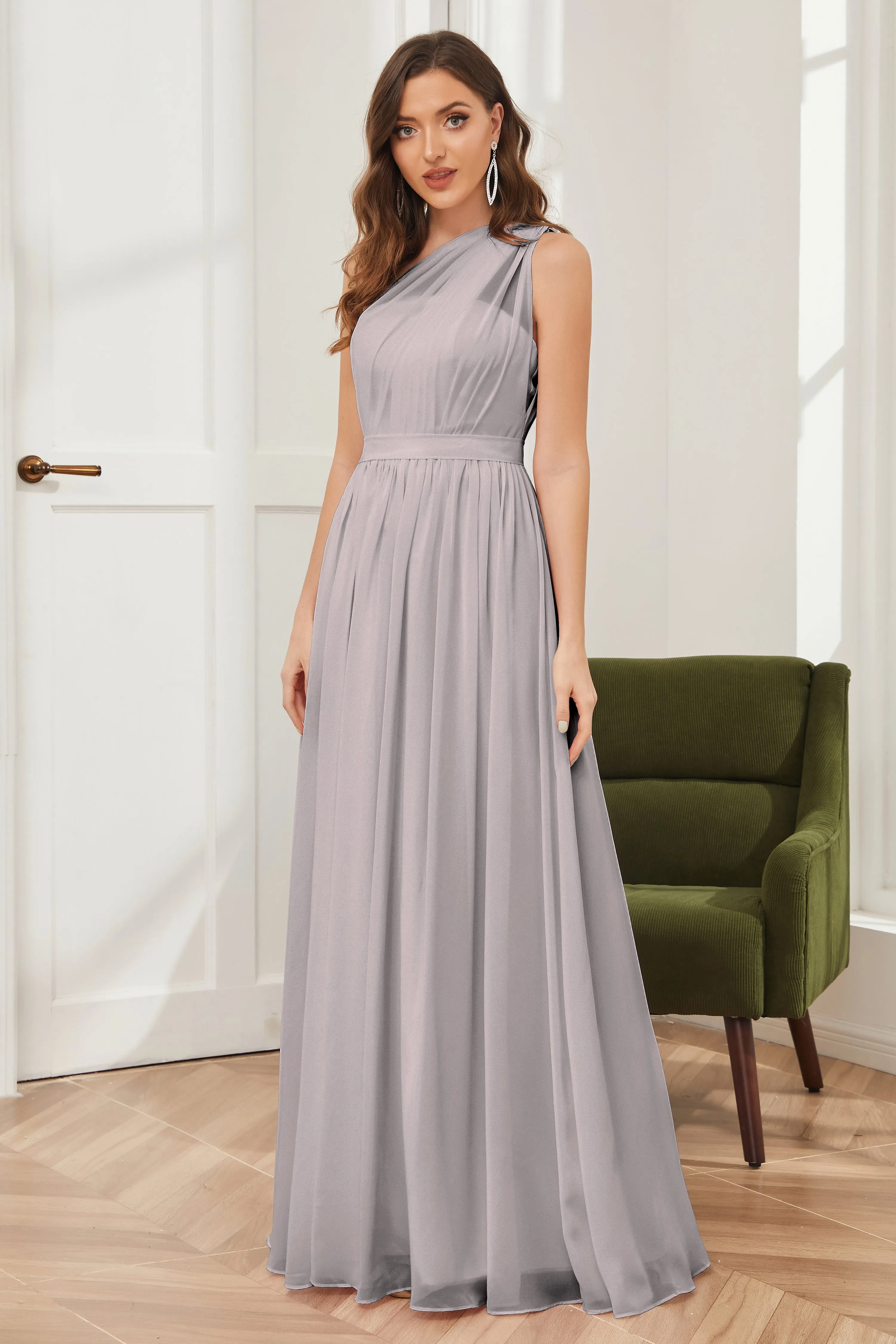 One Shoulder Chiffon Bridesmaid Dresses