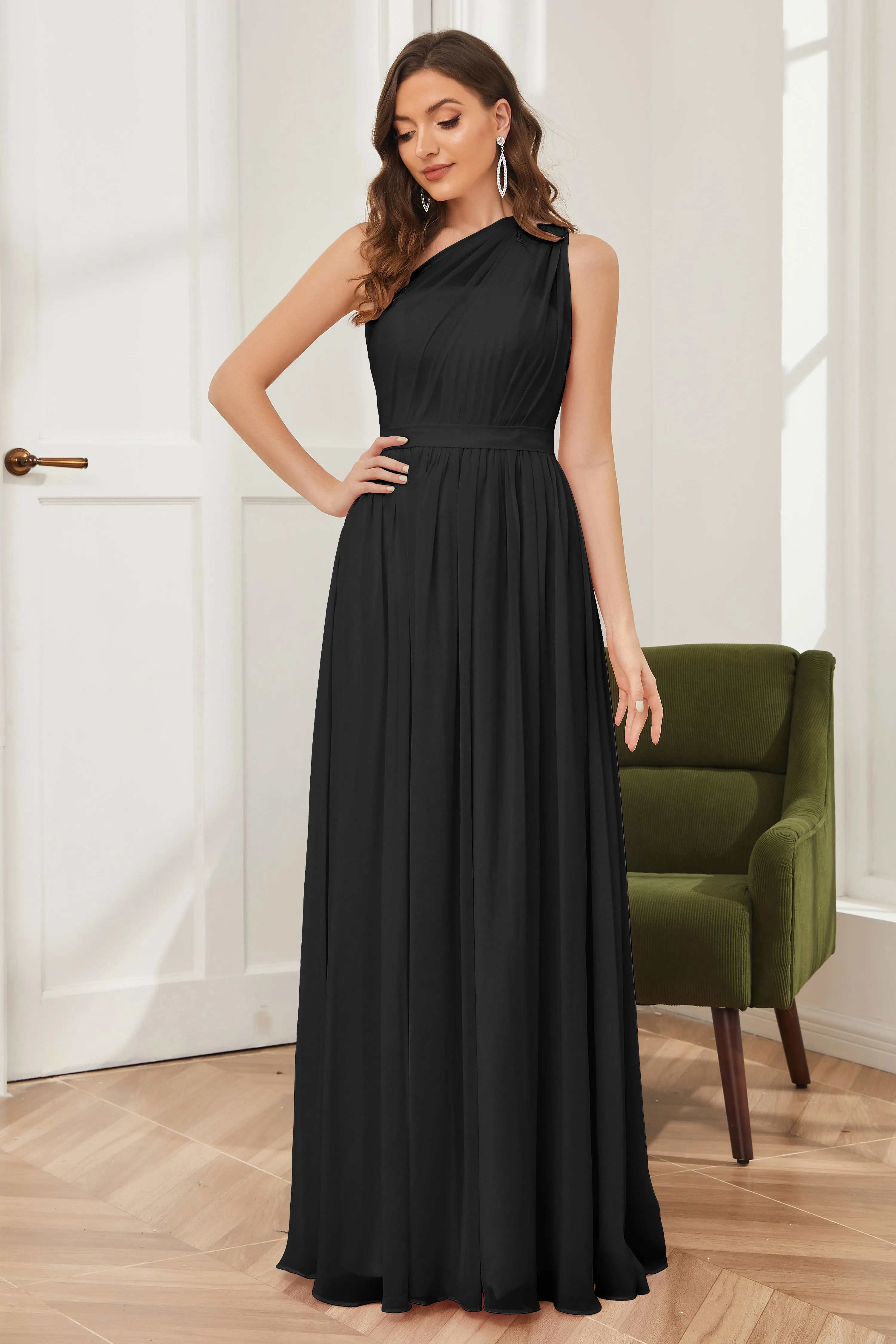 One Shoulder Chiffon Bridesmaid Dresses