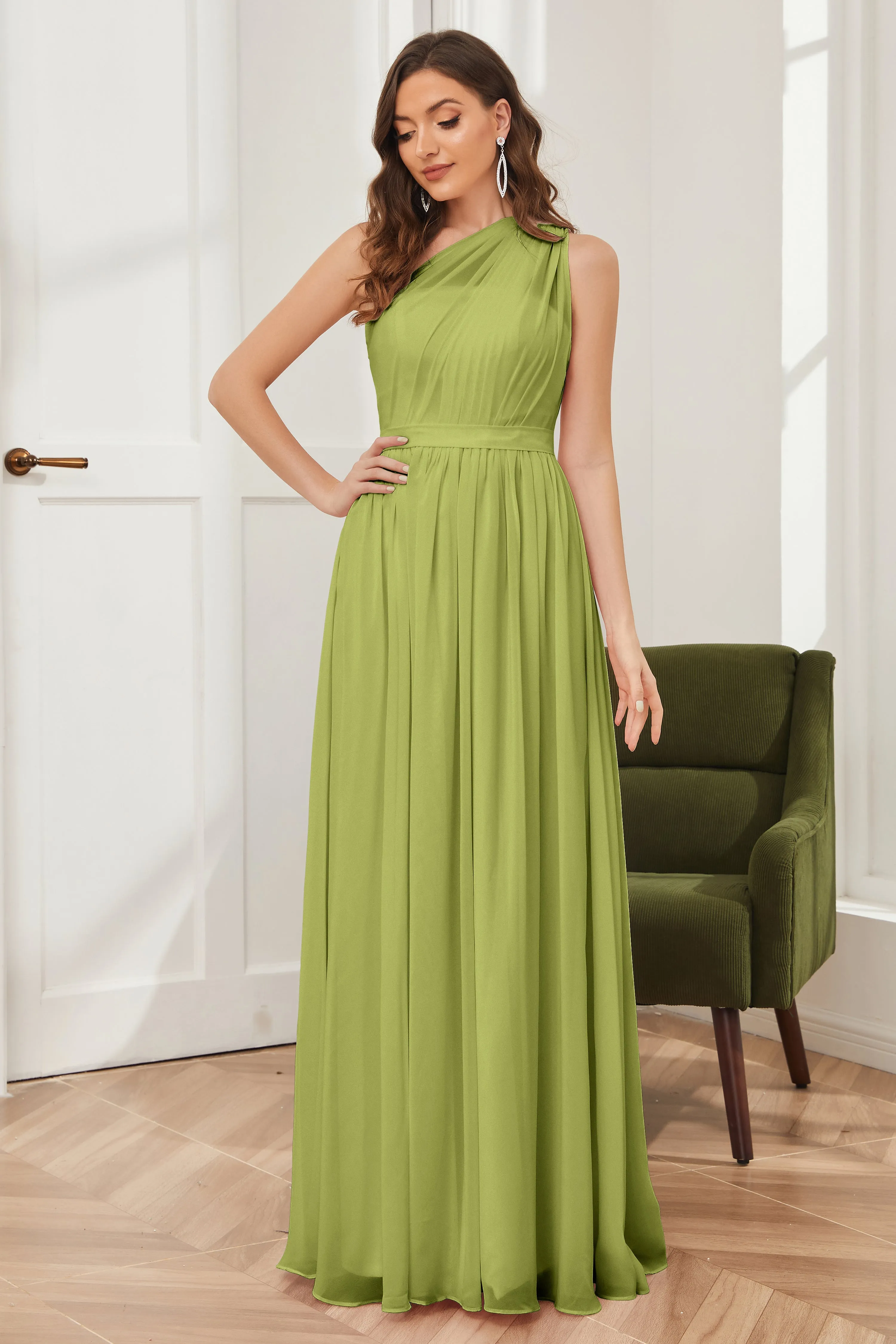 One Shoulder Chiffon Bridesmaid Dresses