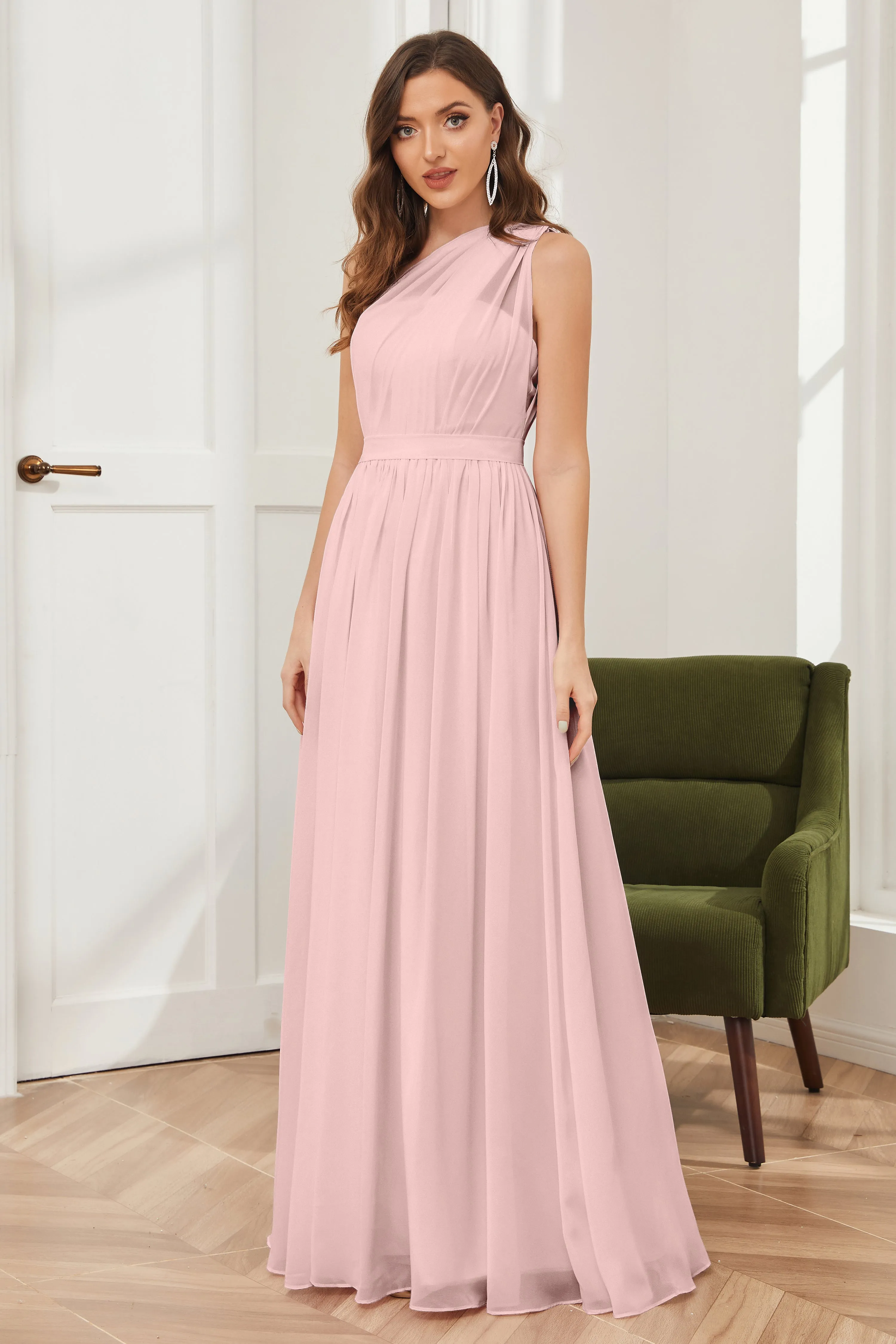 One Shoulder Chiffon Bridesmaid Dresses