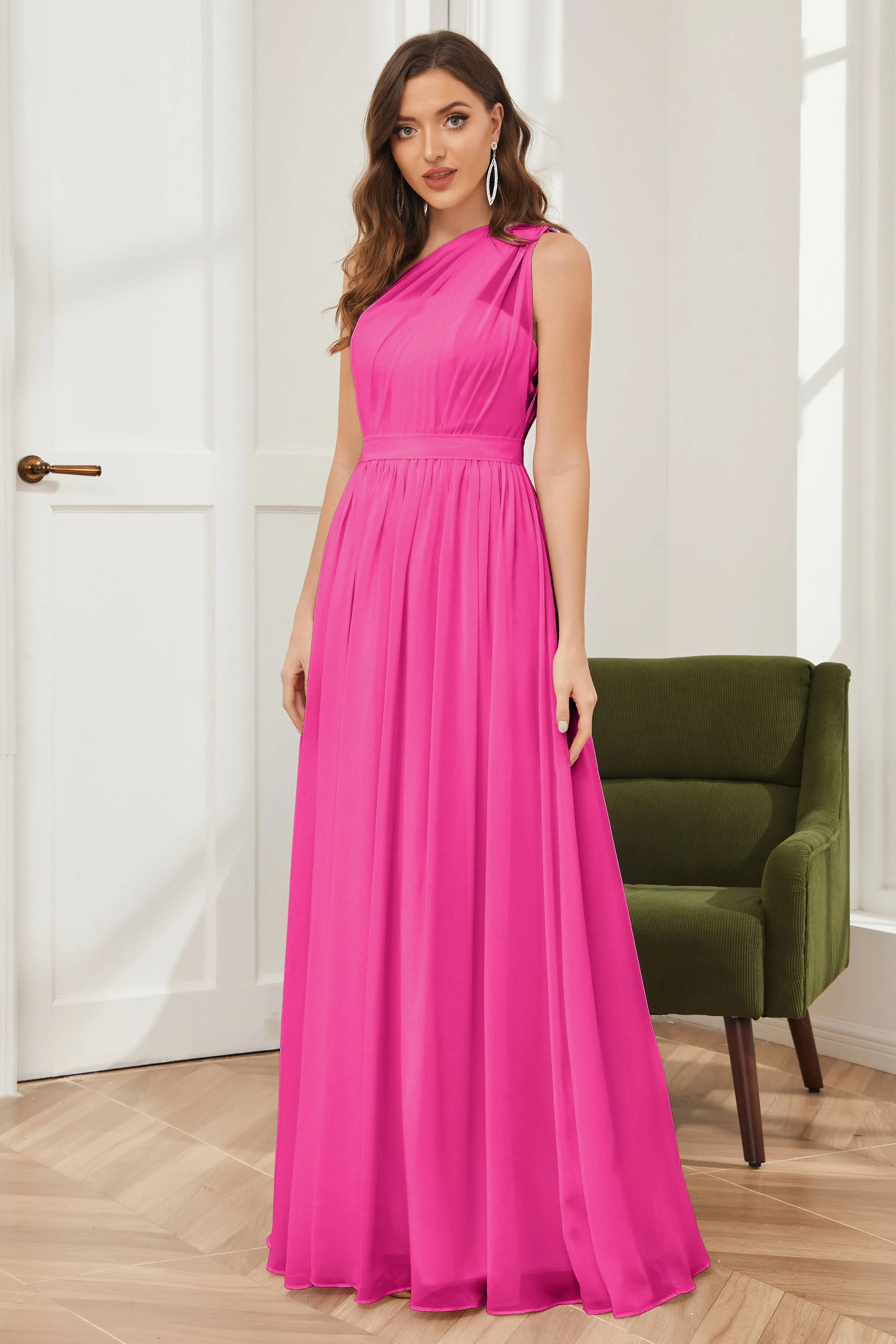 One Shoulder Chiffon Bridesmaid Dresses