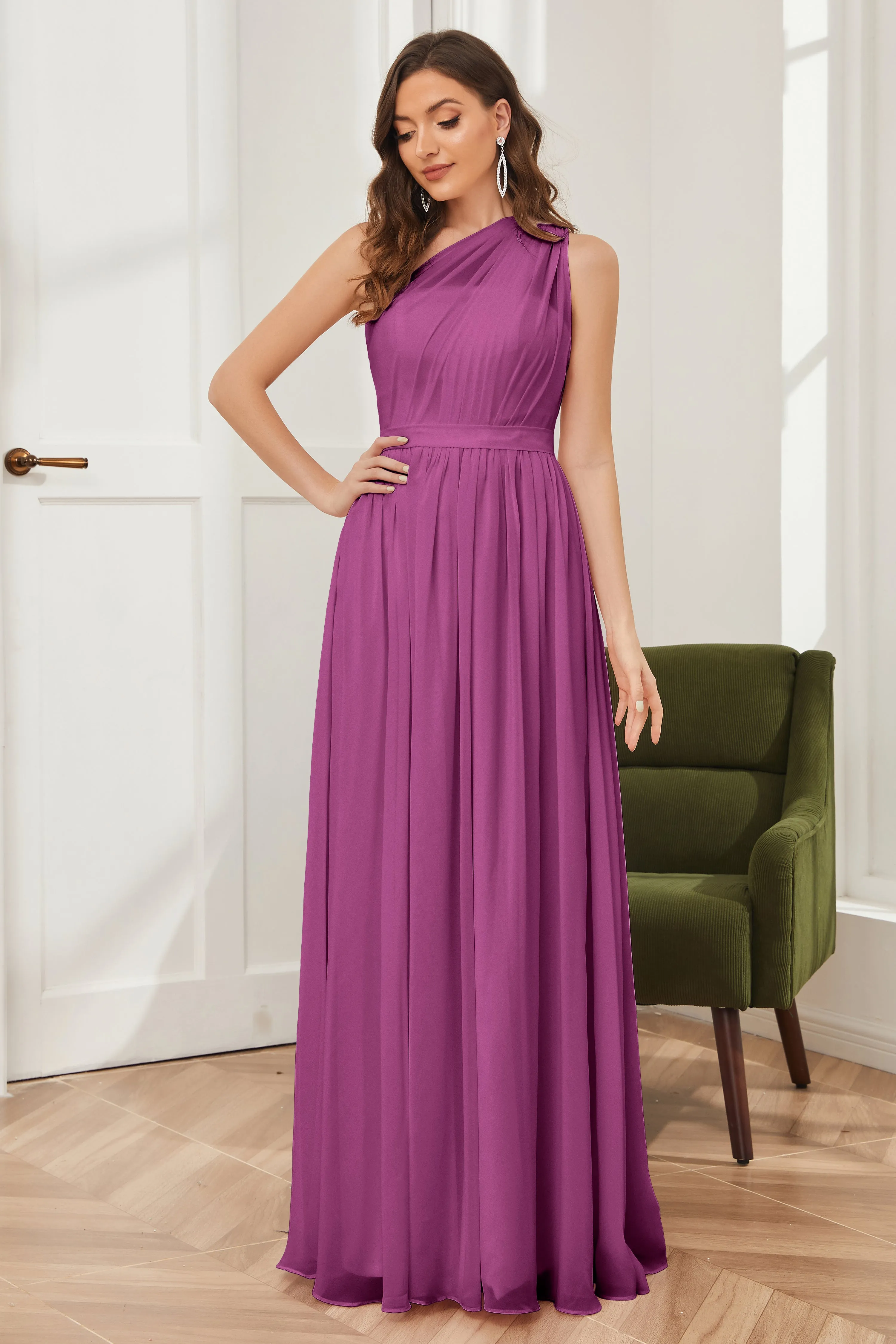 One Shoulder Chiffon Bridesmaid Dresses