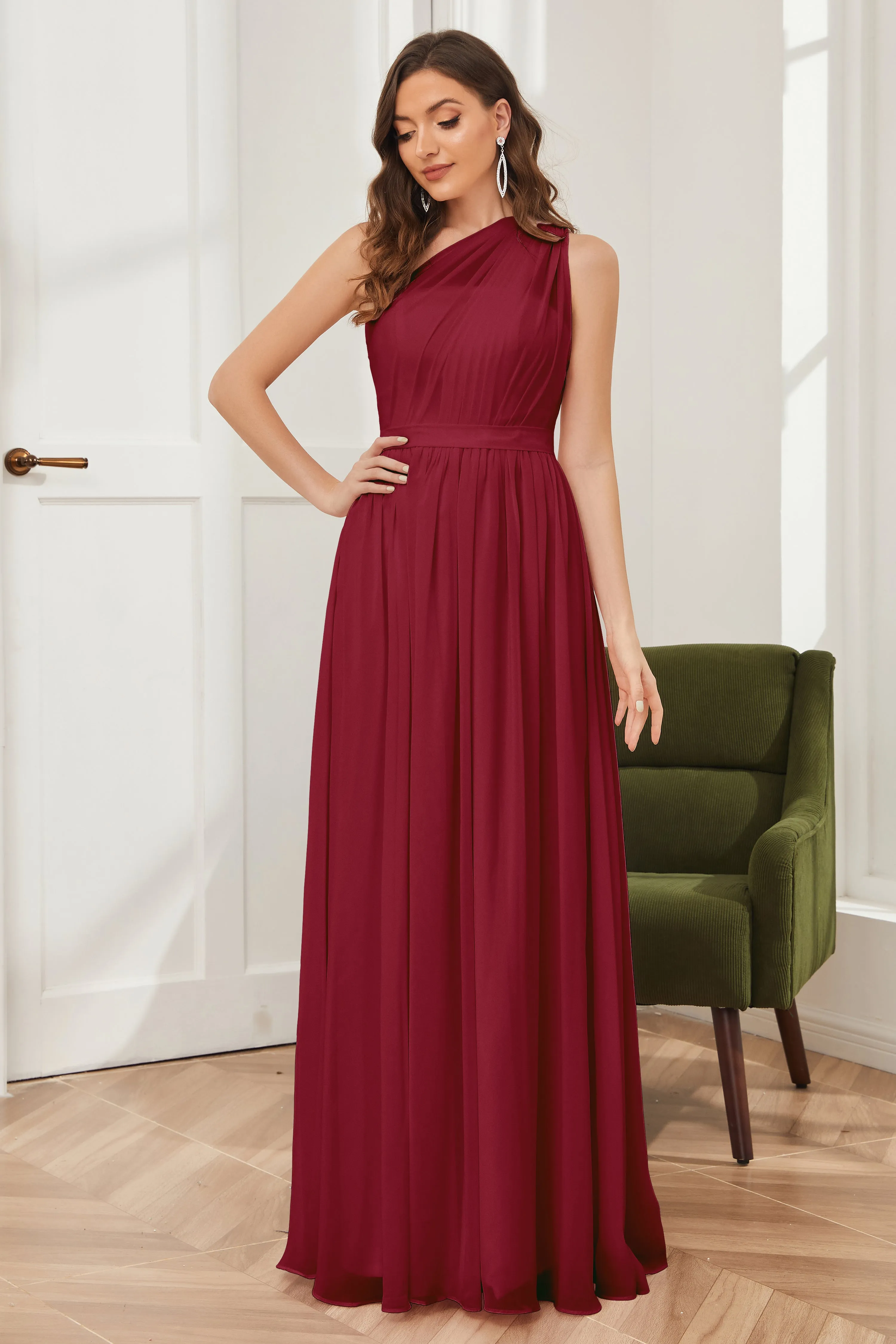 One Shoulder Chiffon Bridesmaid Dresses