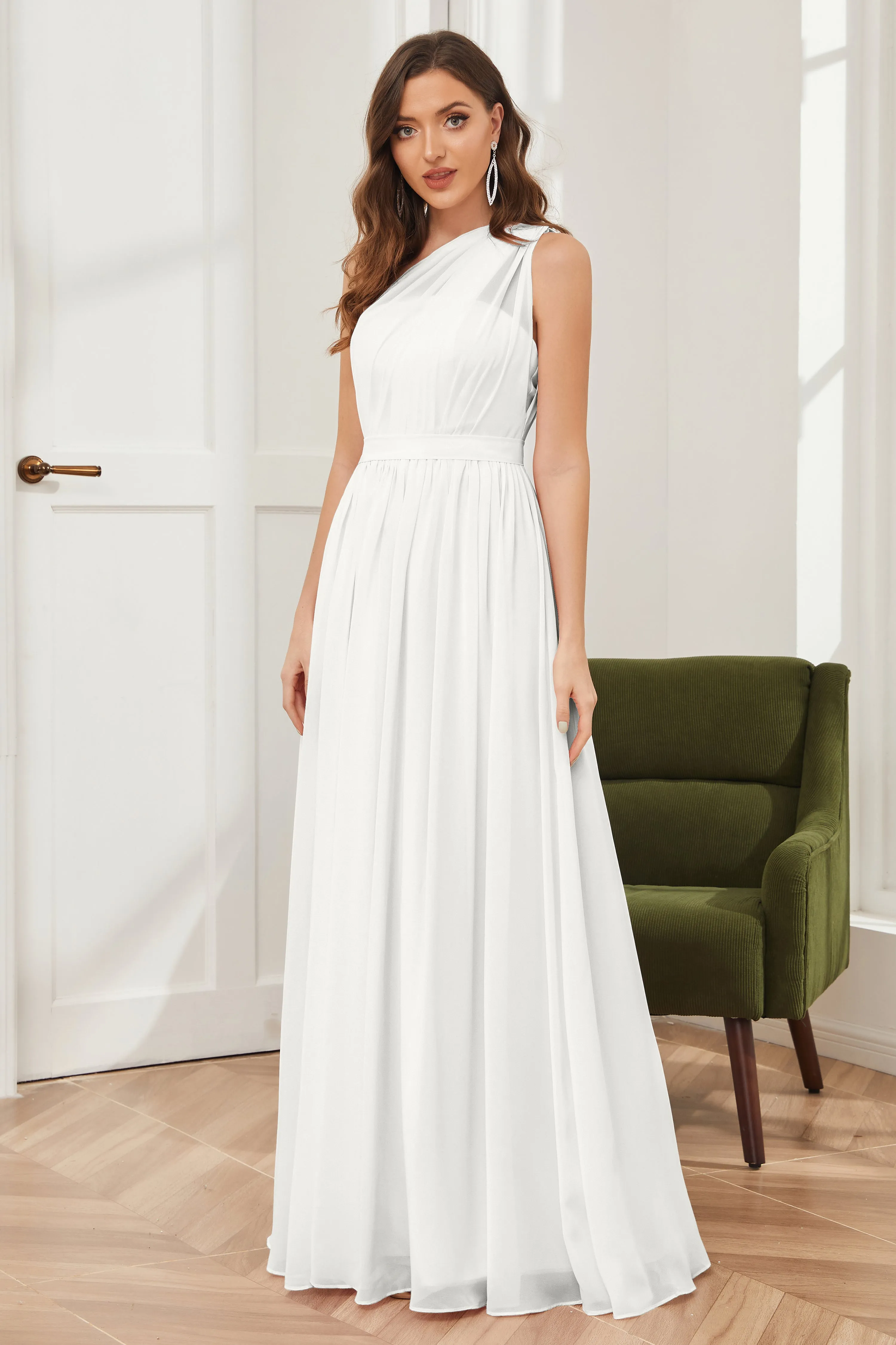 One Shoulder Chiffon Bridesmaid Dresses