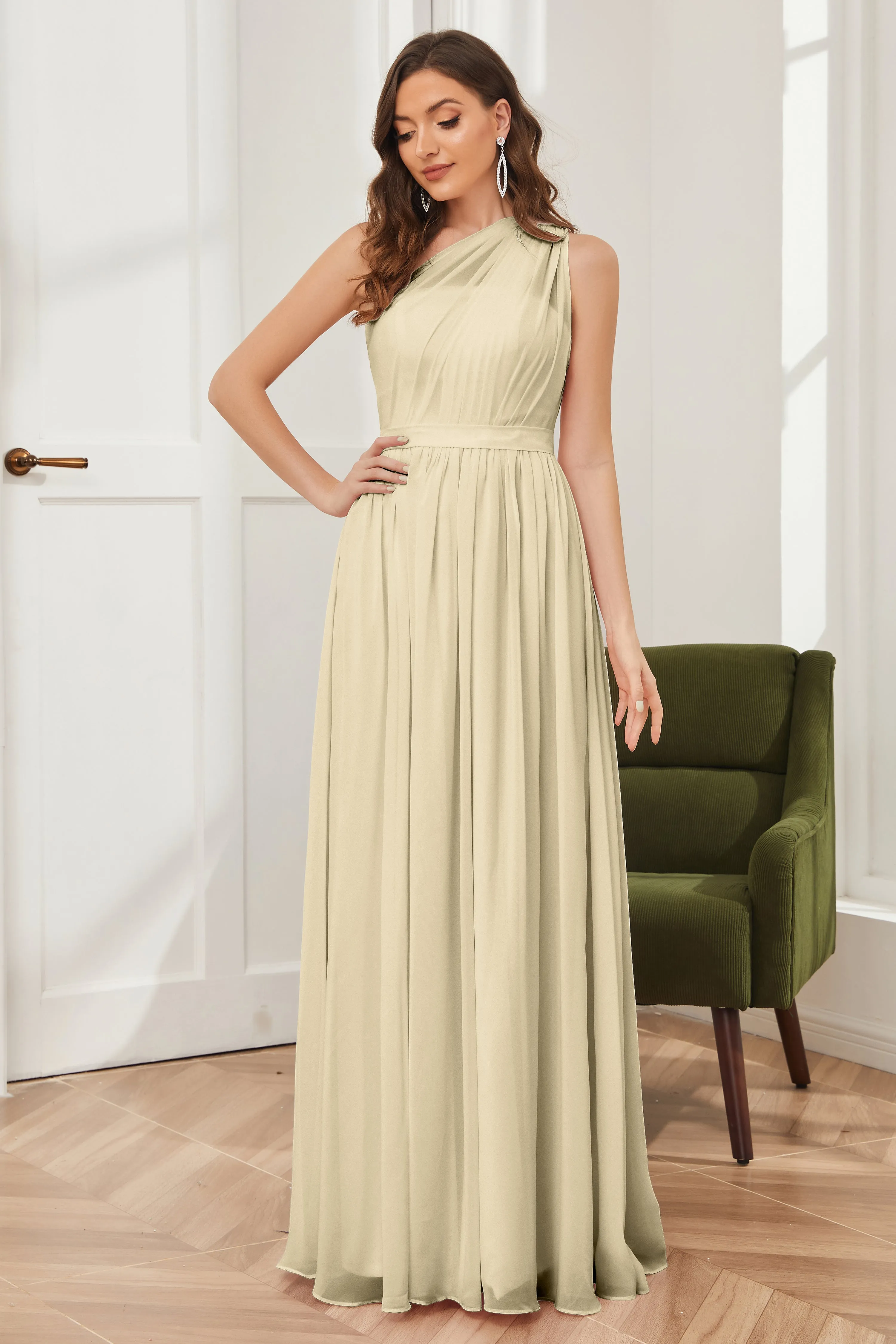 One Shoulder Chiffon Bridesmaid Dresses