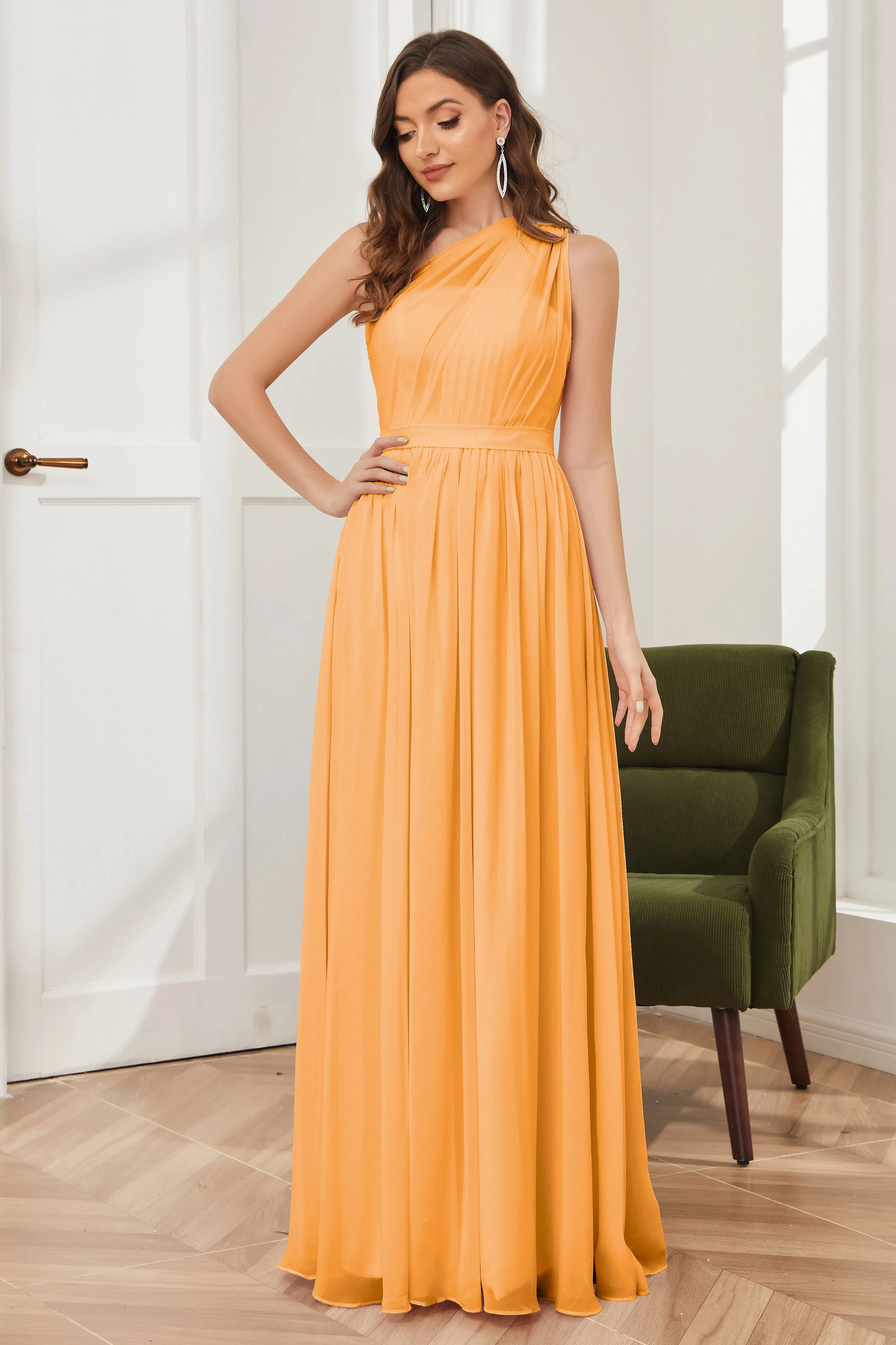 One Shoulder Chiffon Bridesmaid Dresses