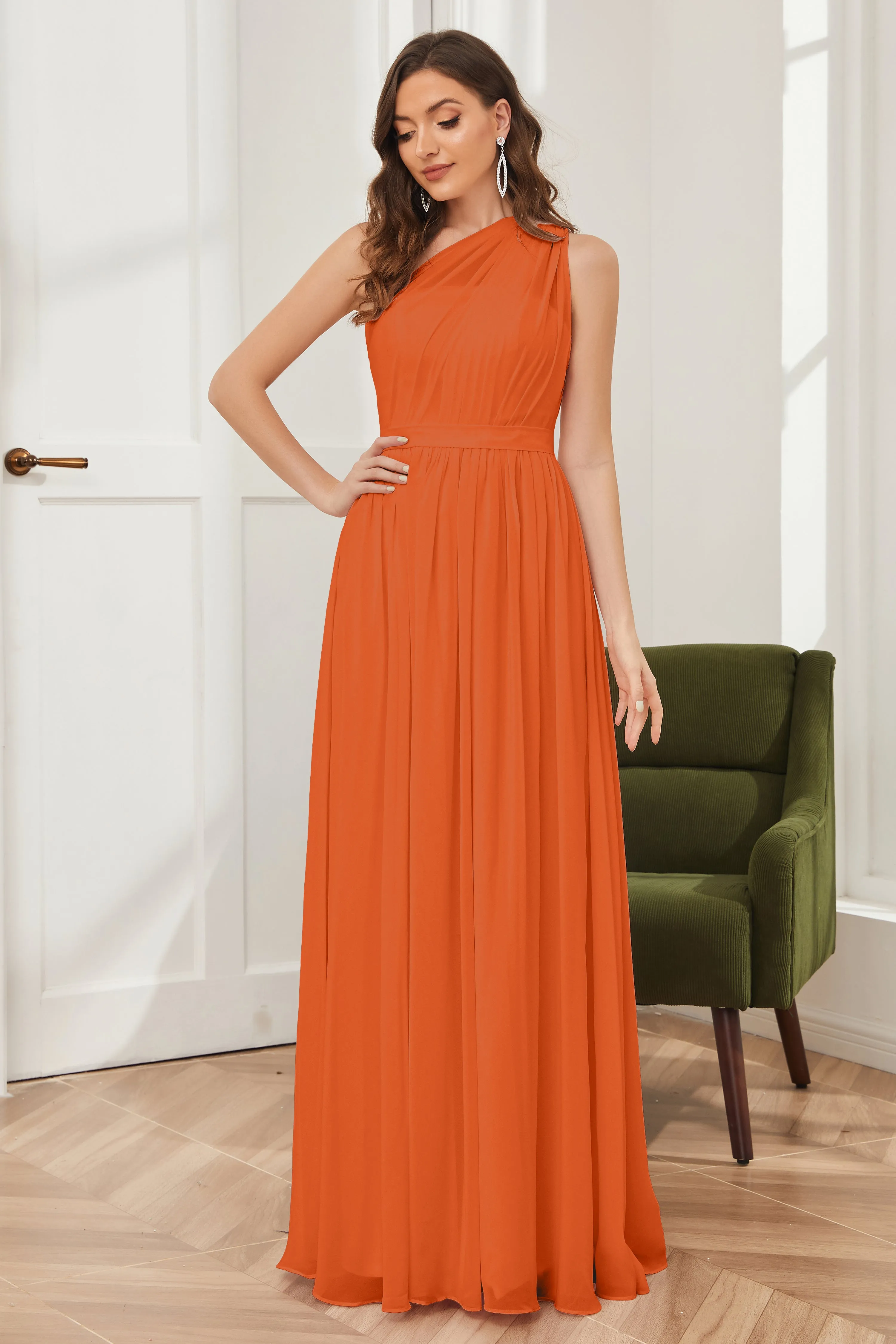 One Shoulder Chiffon Bridesmaid Dresses