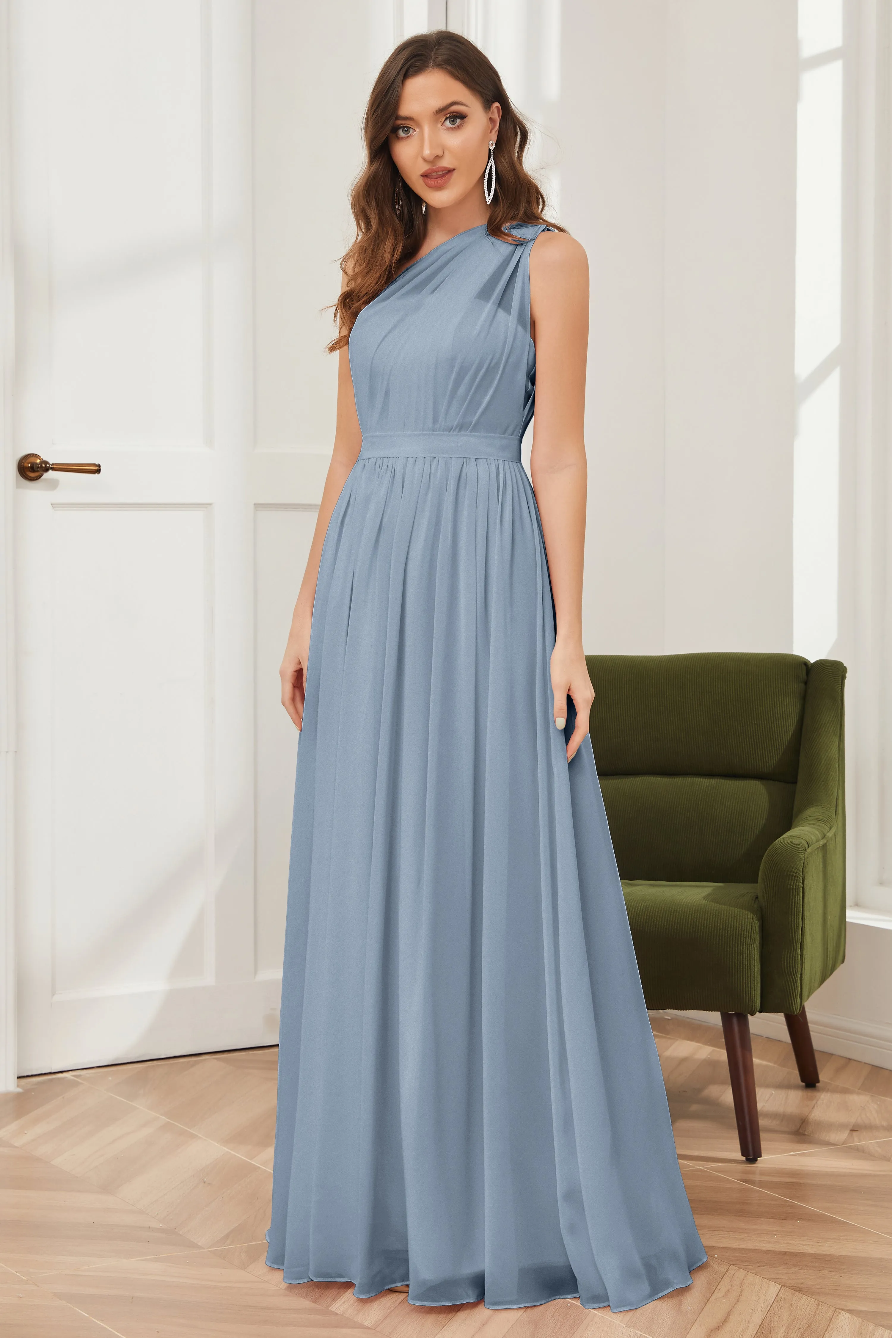 One Shoulder Chiffon Bridesmaid Dresses