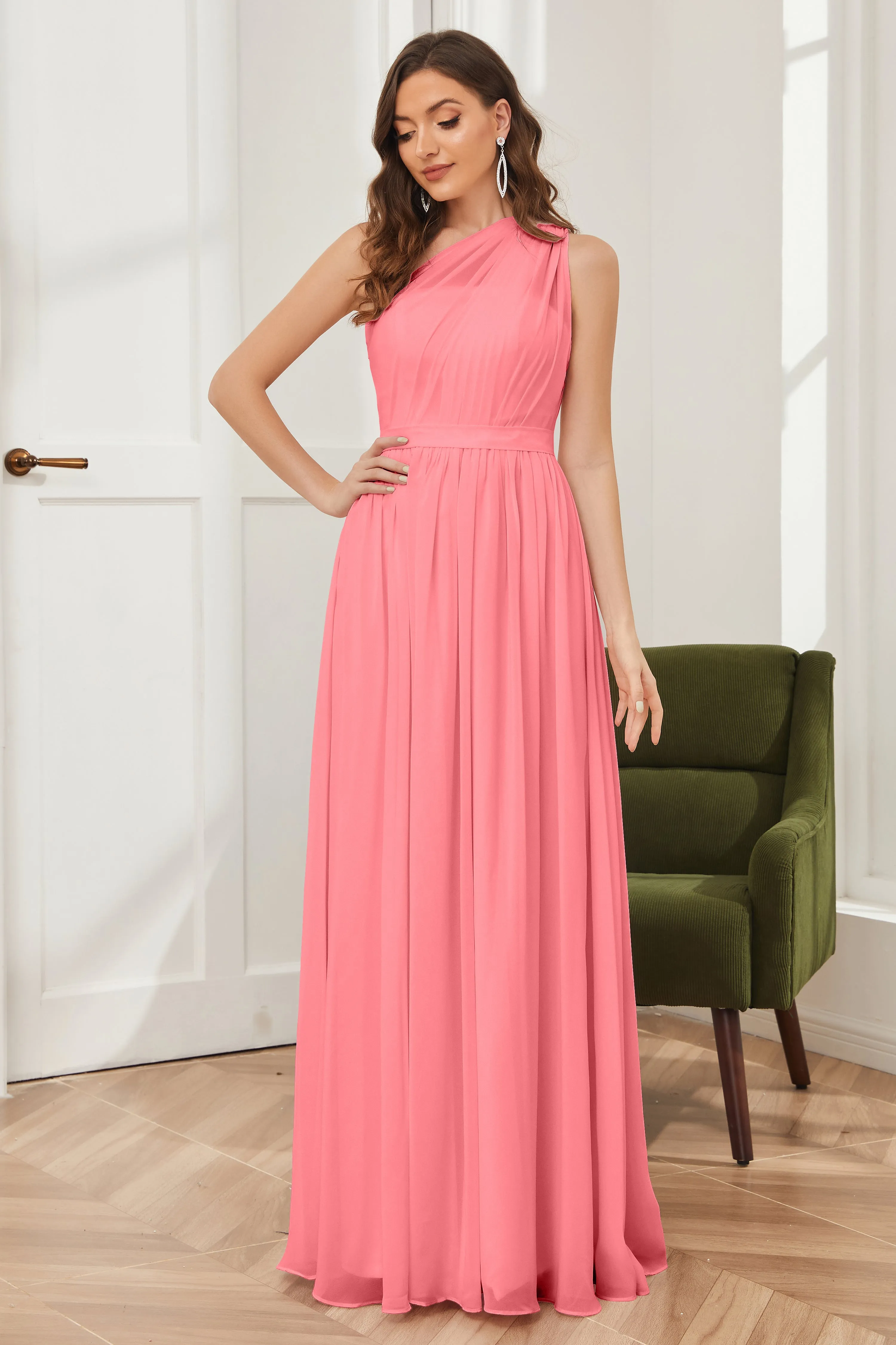 One Shoulder Chiffon Bridesmaid Dresses