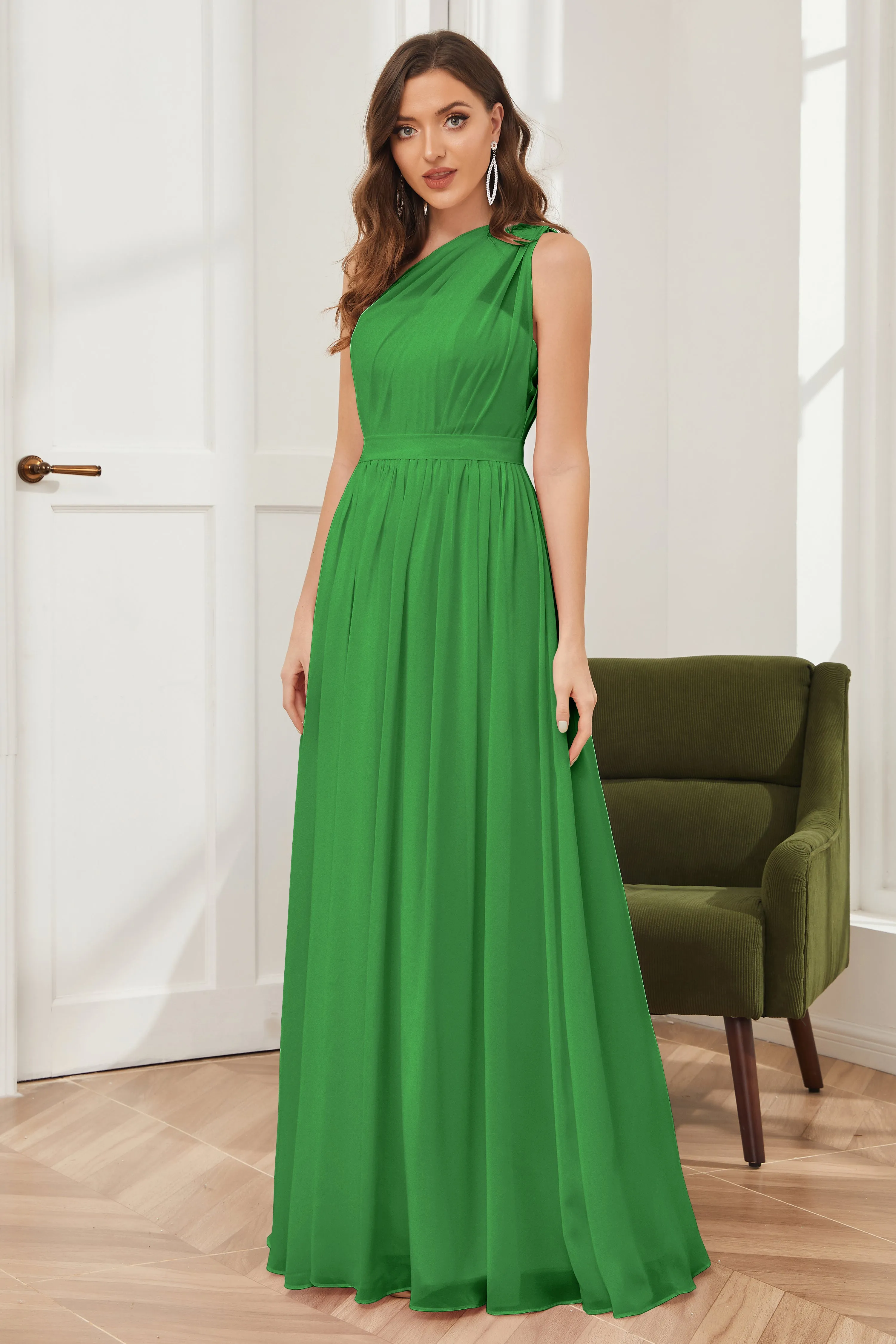 One Shoulder Chiffon Bridesmaid Dresses