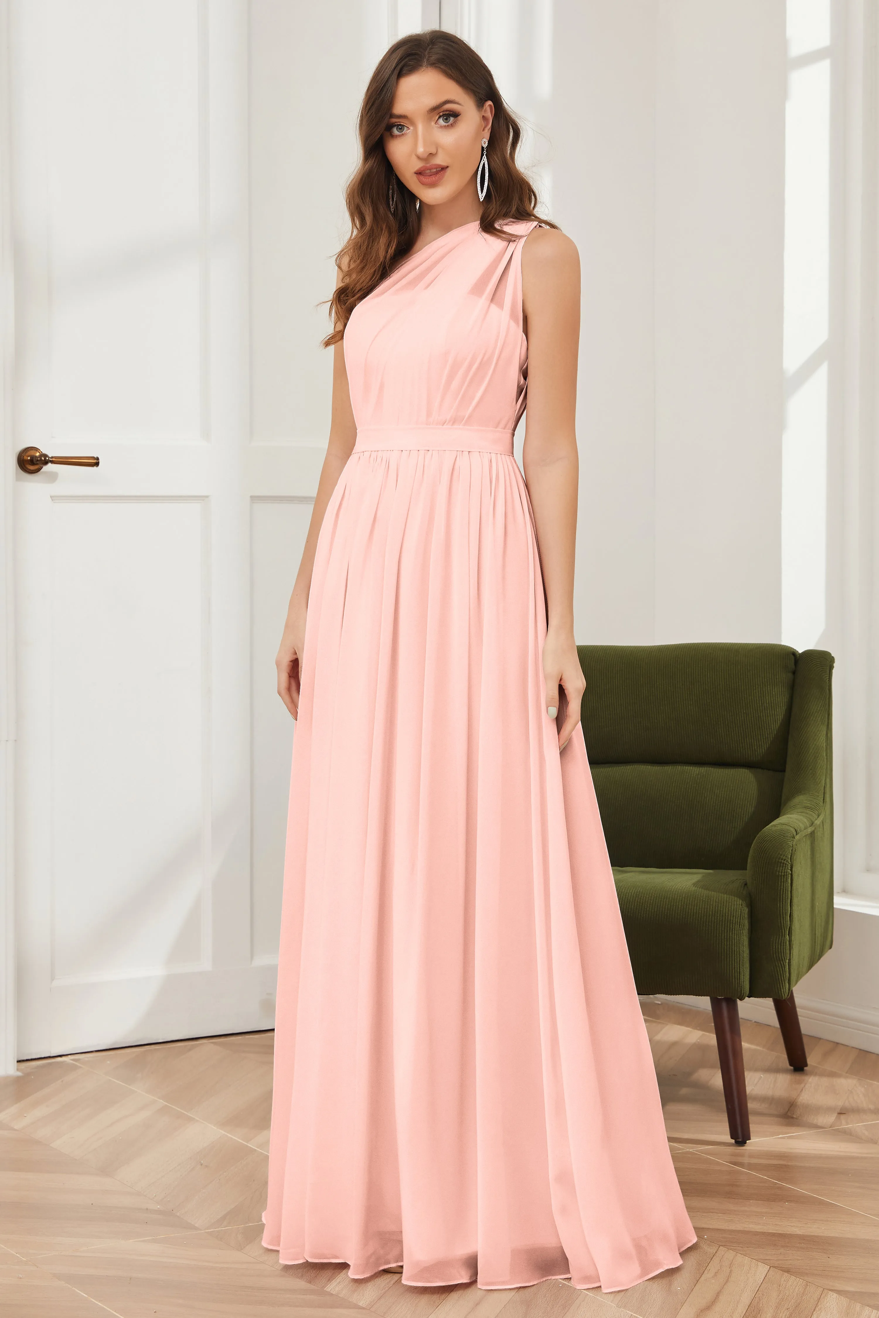 One Shoulder Chiffon Bridesmaid Dresses