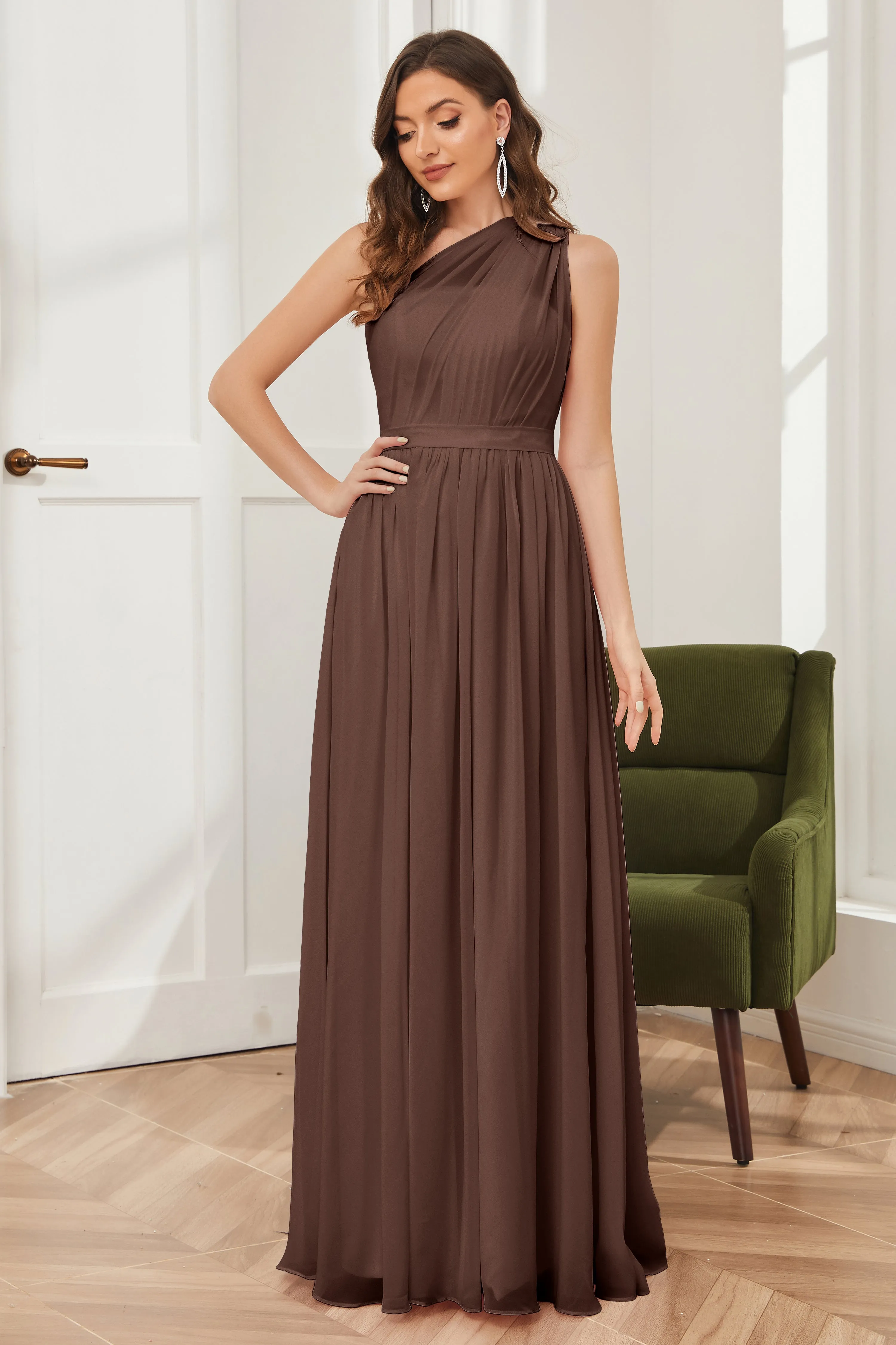 One Shoulder Chiffon Bridesmaid Dresses