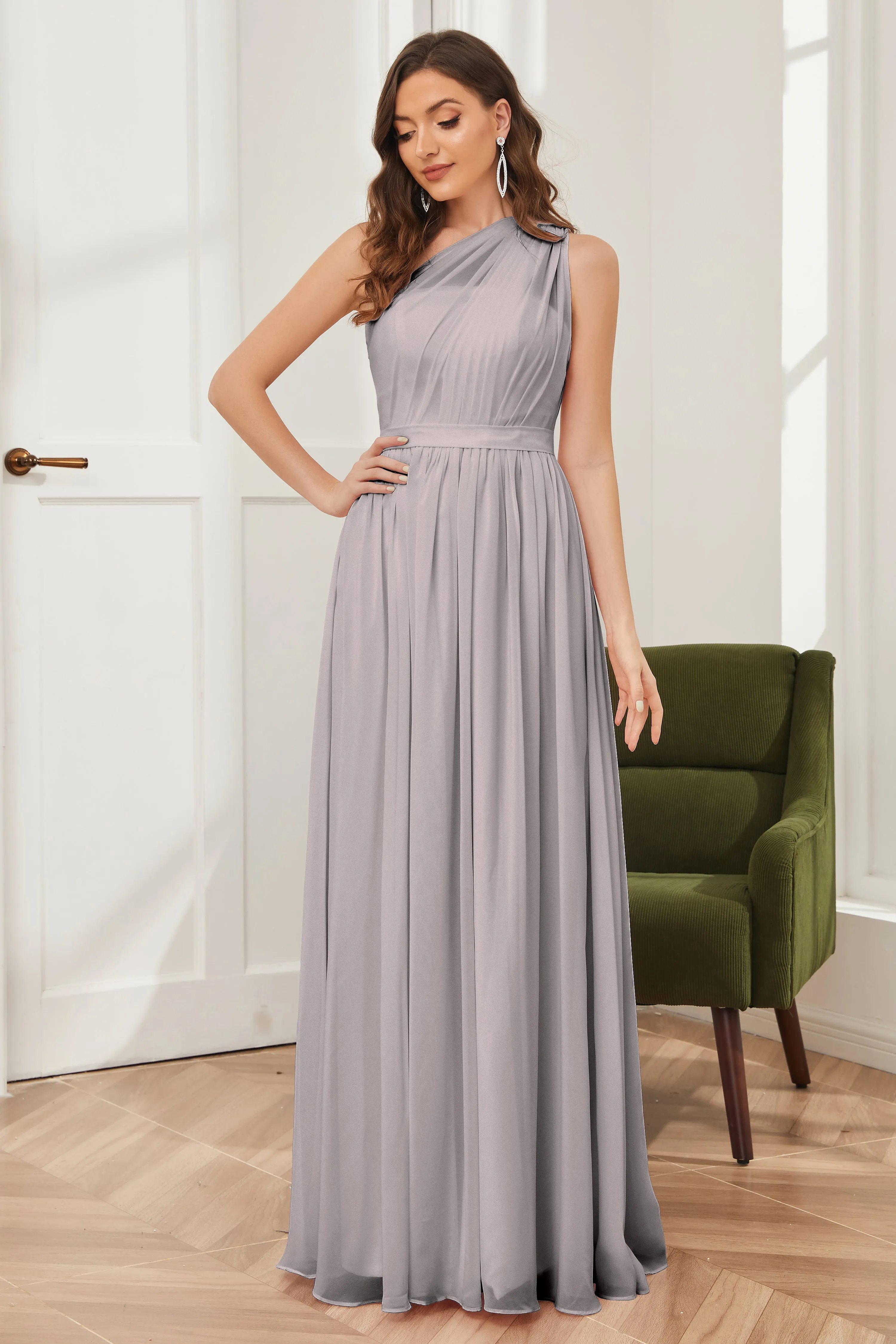 One Shoulder Chiffon Bridesmaid Dresses