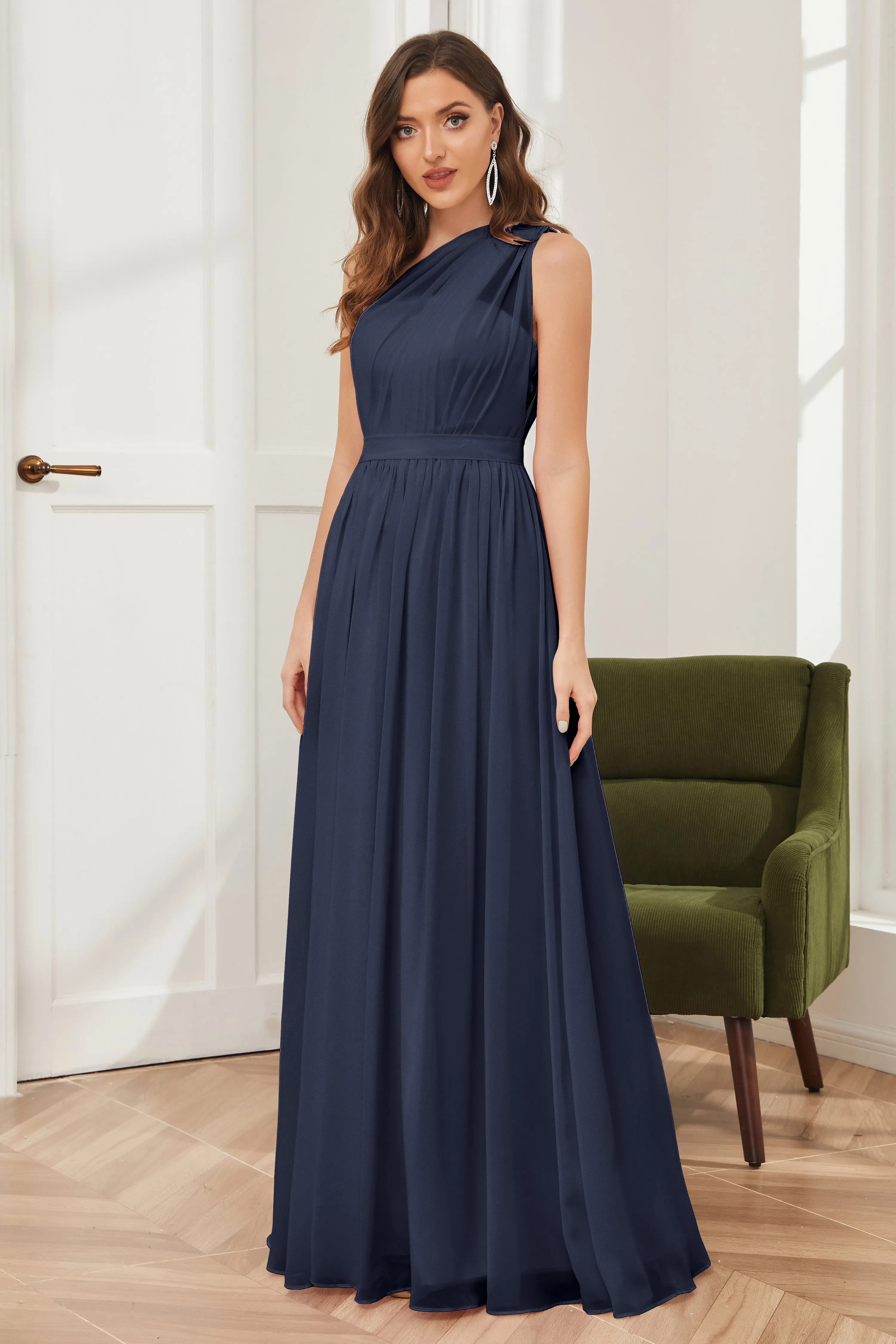 One Shoulder Chiffon Bridesmaid Dresses