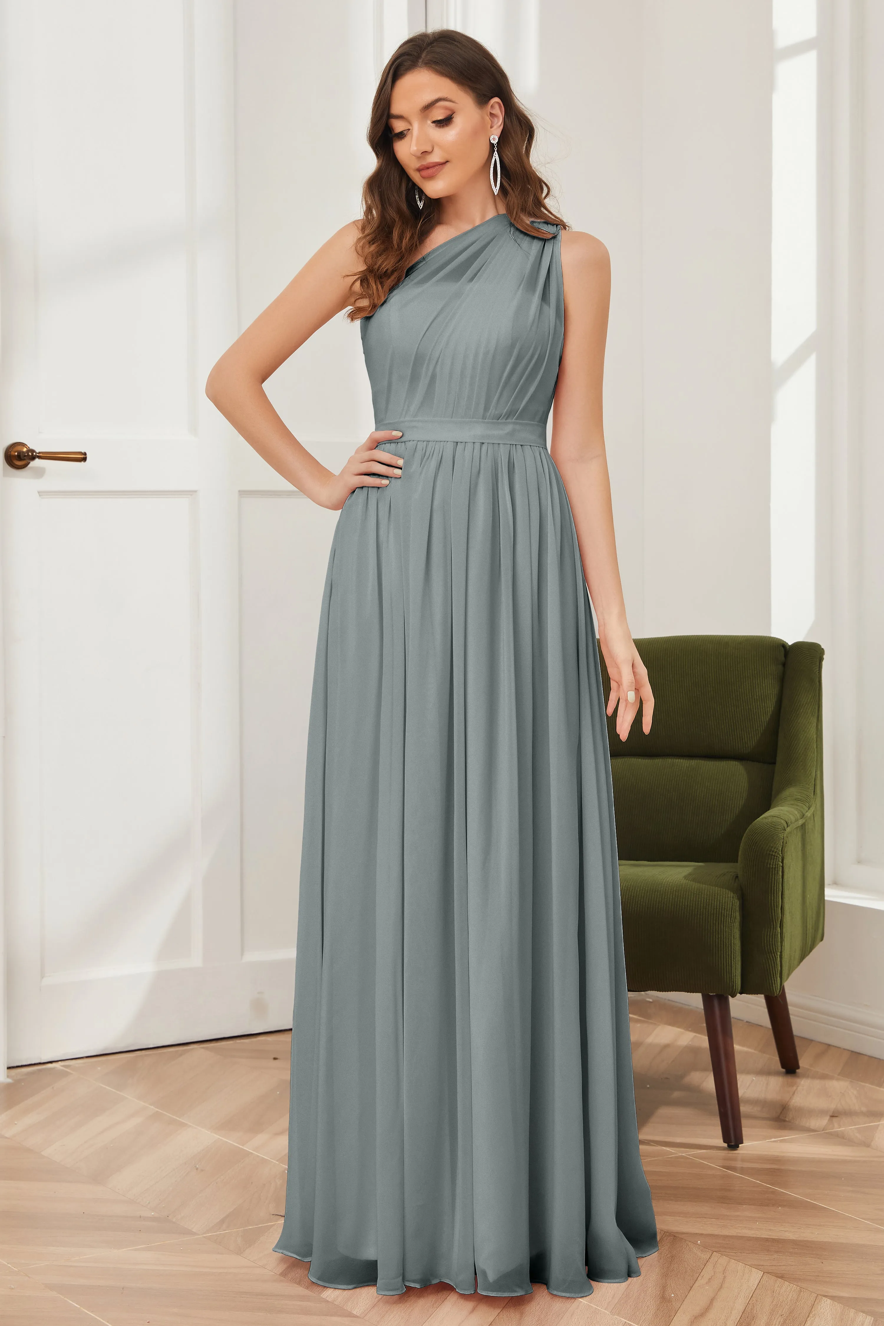 One Shoulder Chiffon Bridesmaid Dresses