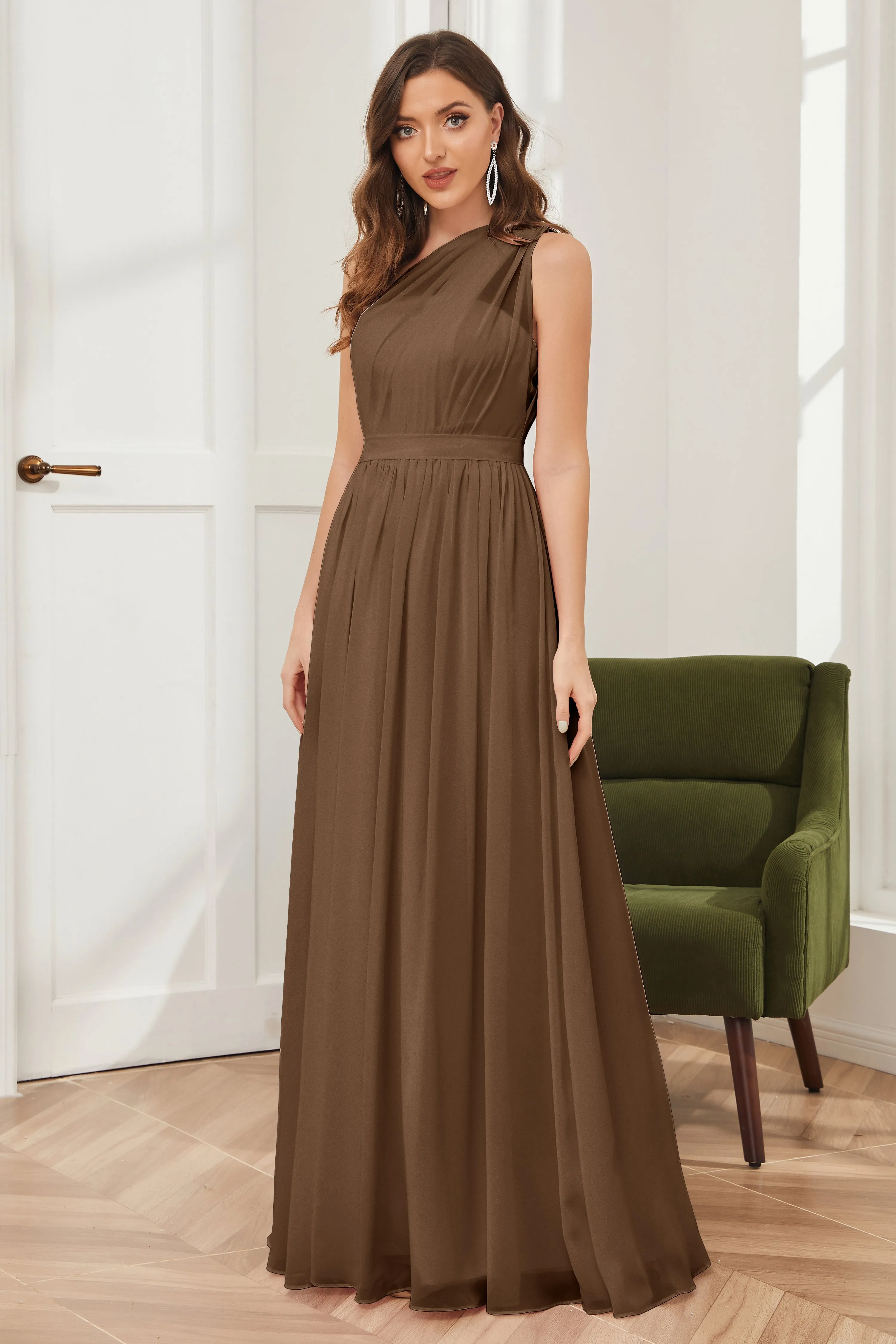 One Shoulder Chiffon Bridesmaid Dresses