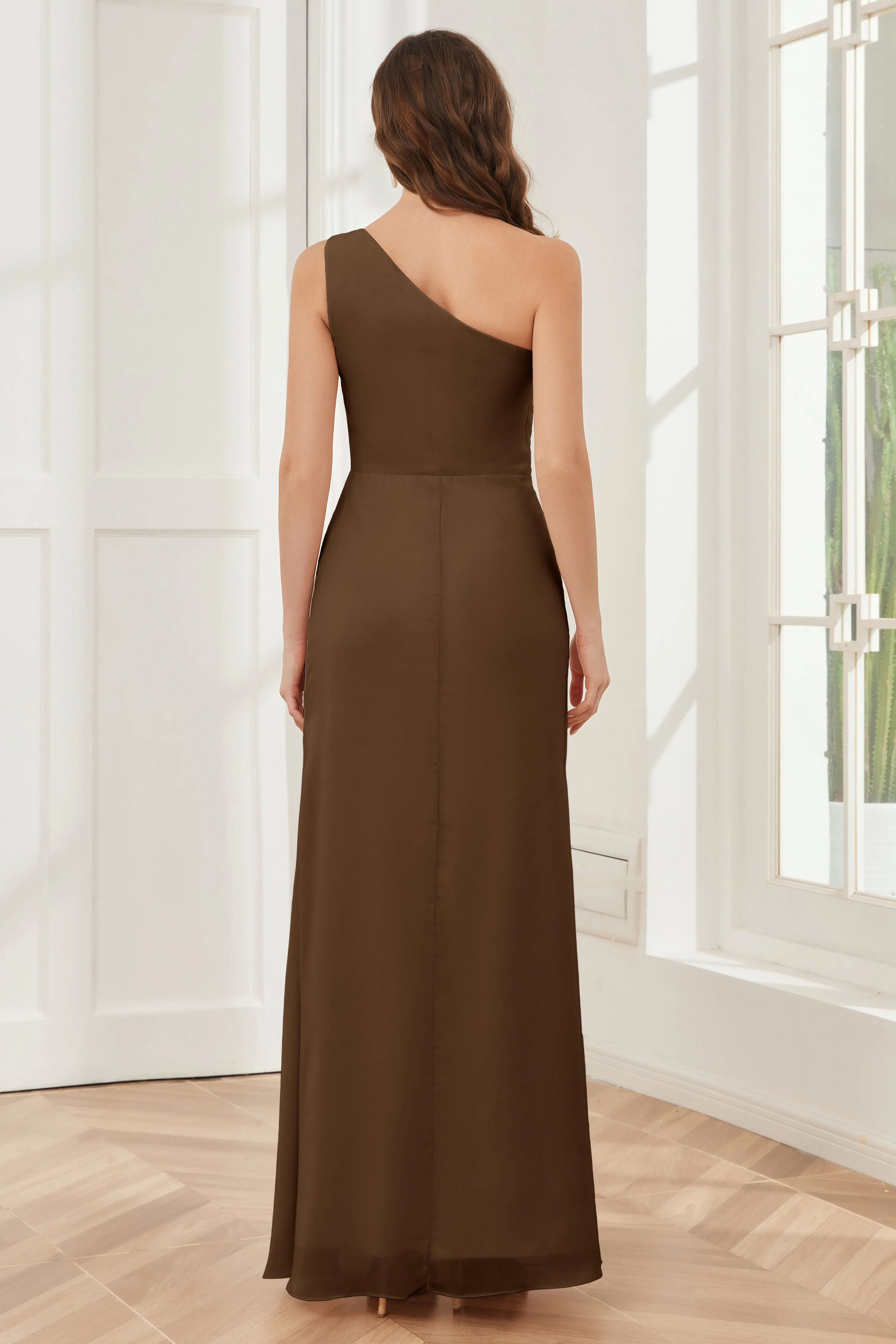 One Shoulder Sleeveless Slit Bridesmaid Dresses