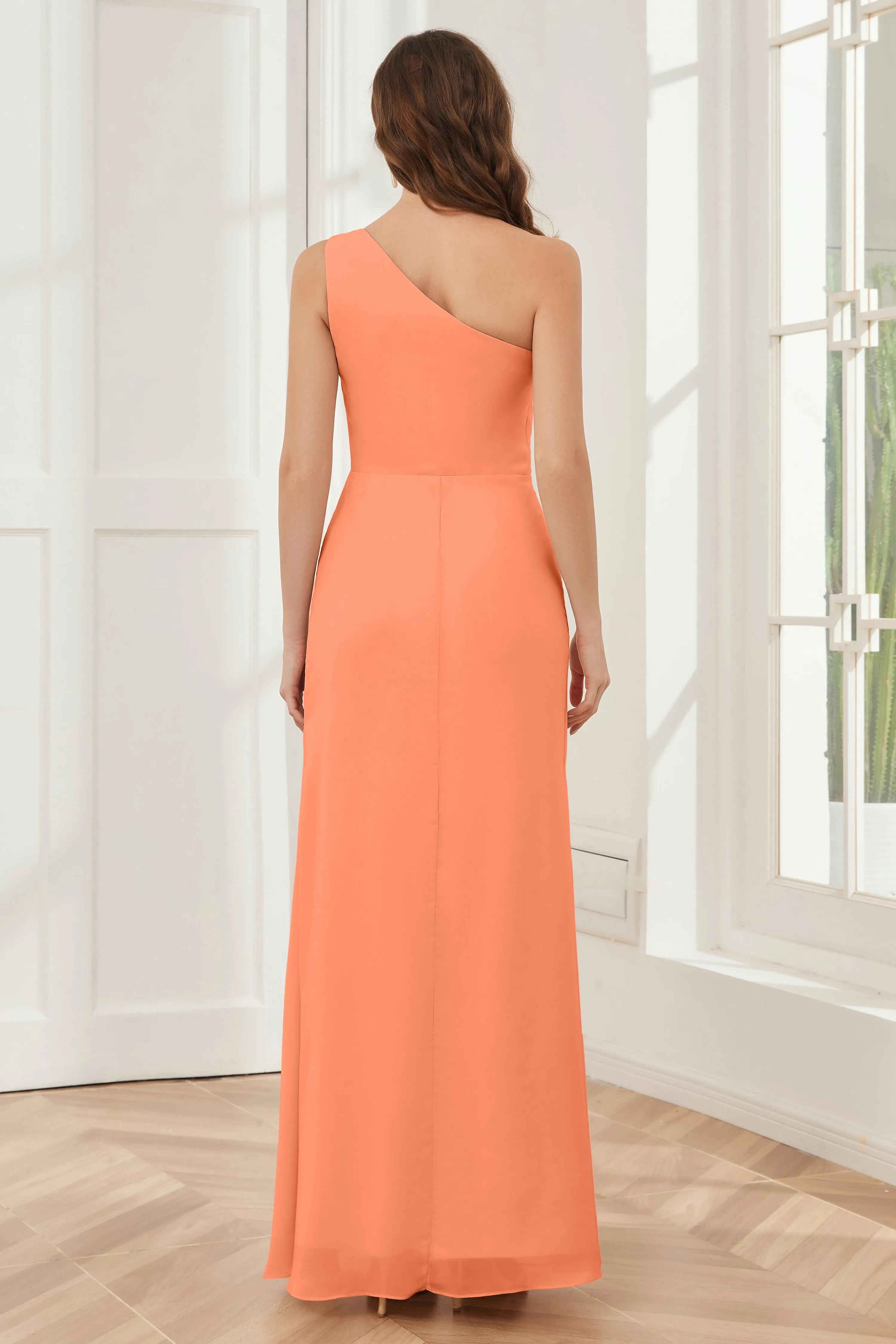 One Shoulder Sleeveless Slit Bridesmaid Dresses