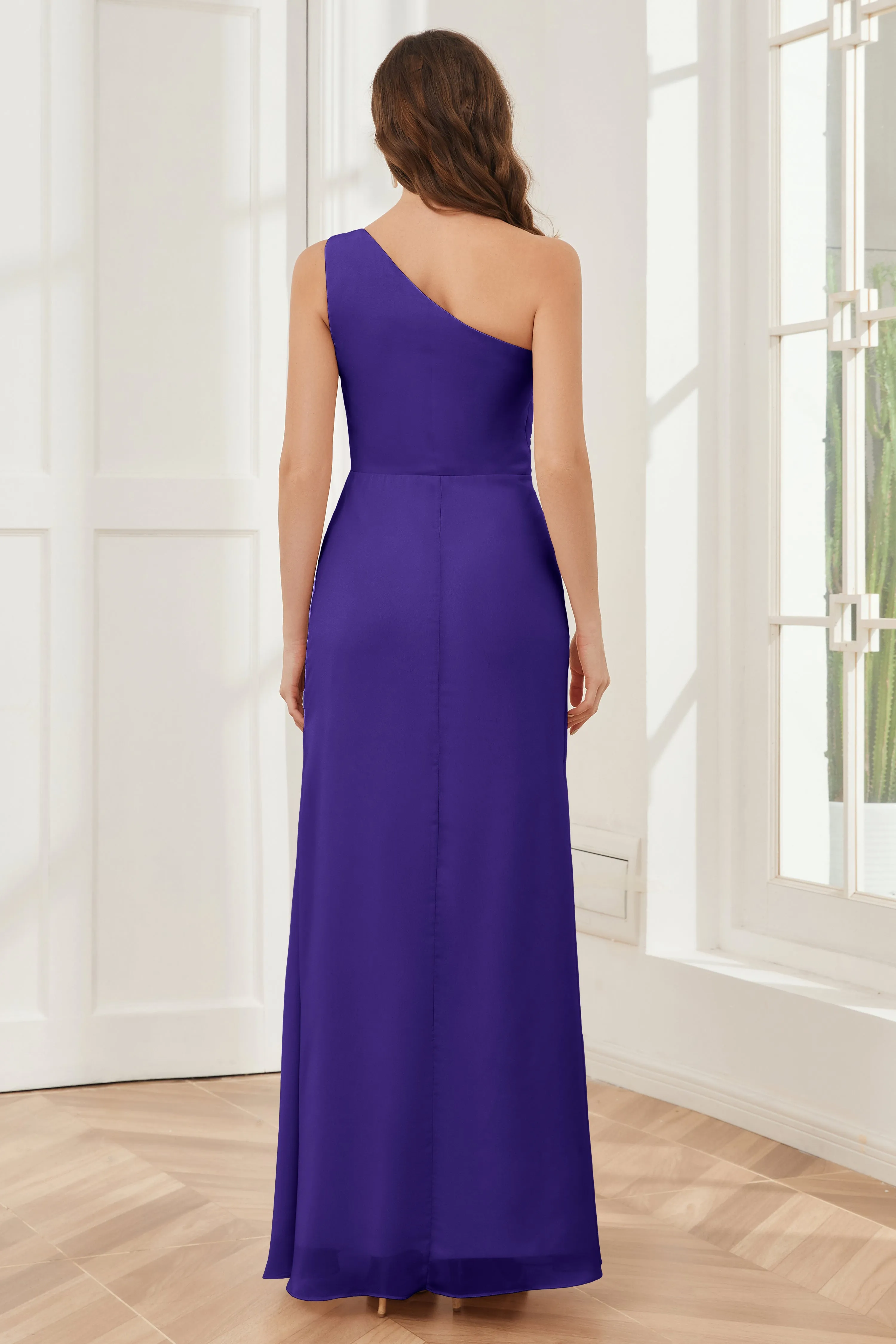 One Shoulder Sleeveless Slit Bridesmaid Dresses