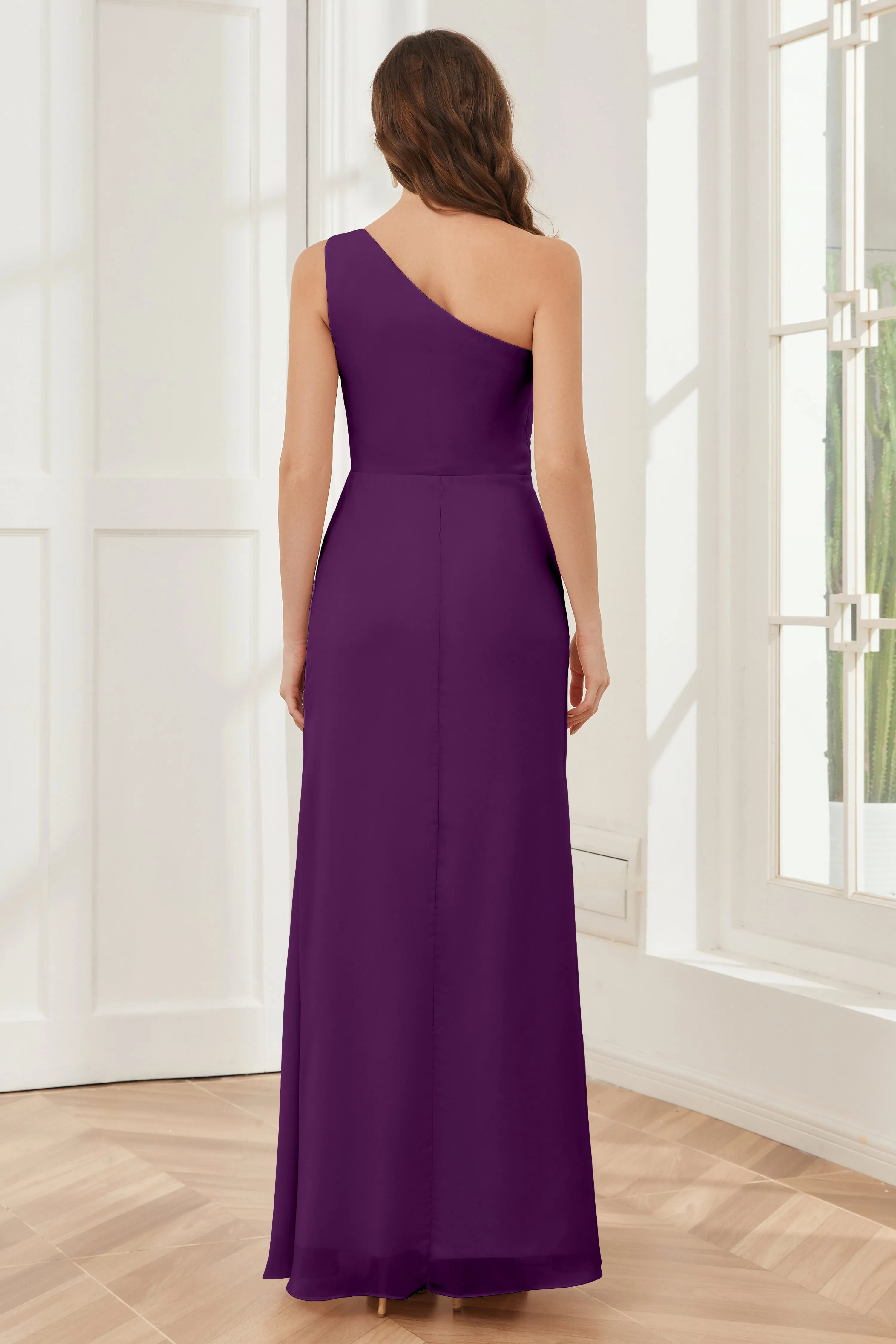 One Shoulder Sleeveless Slit Bridesmaid Dresses