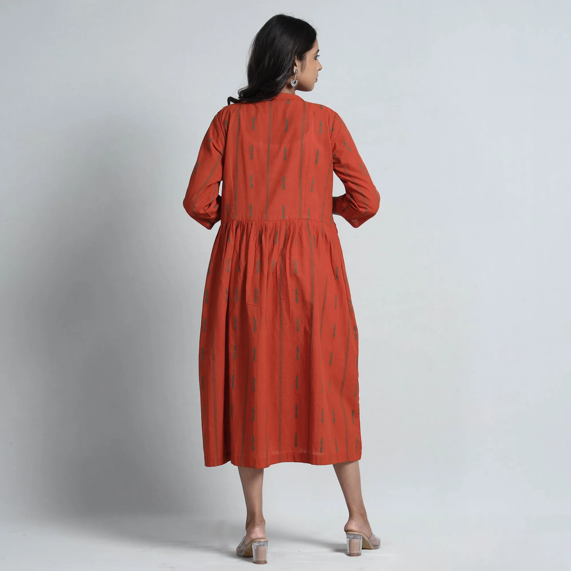 Orange - Exquisite Jacquard Cotton Dress