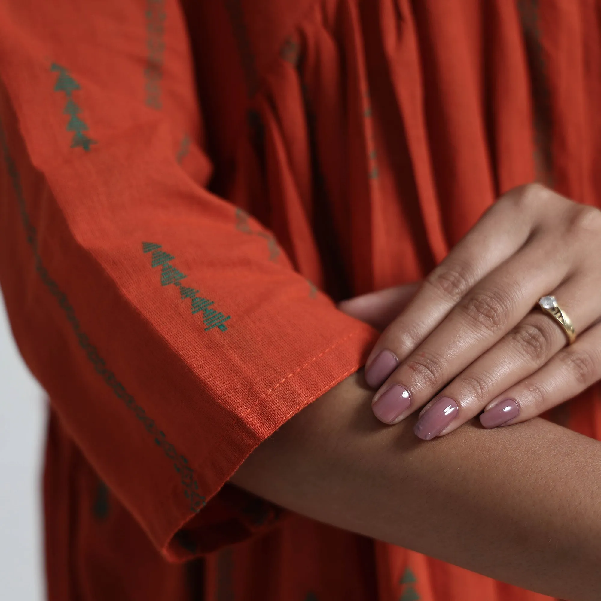 Orange - Exquisite Jacquard Cotton Dress