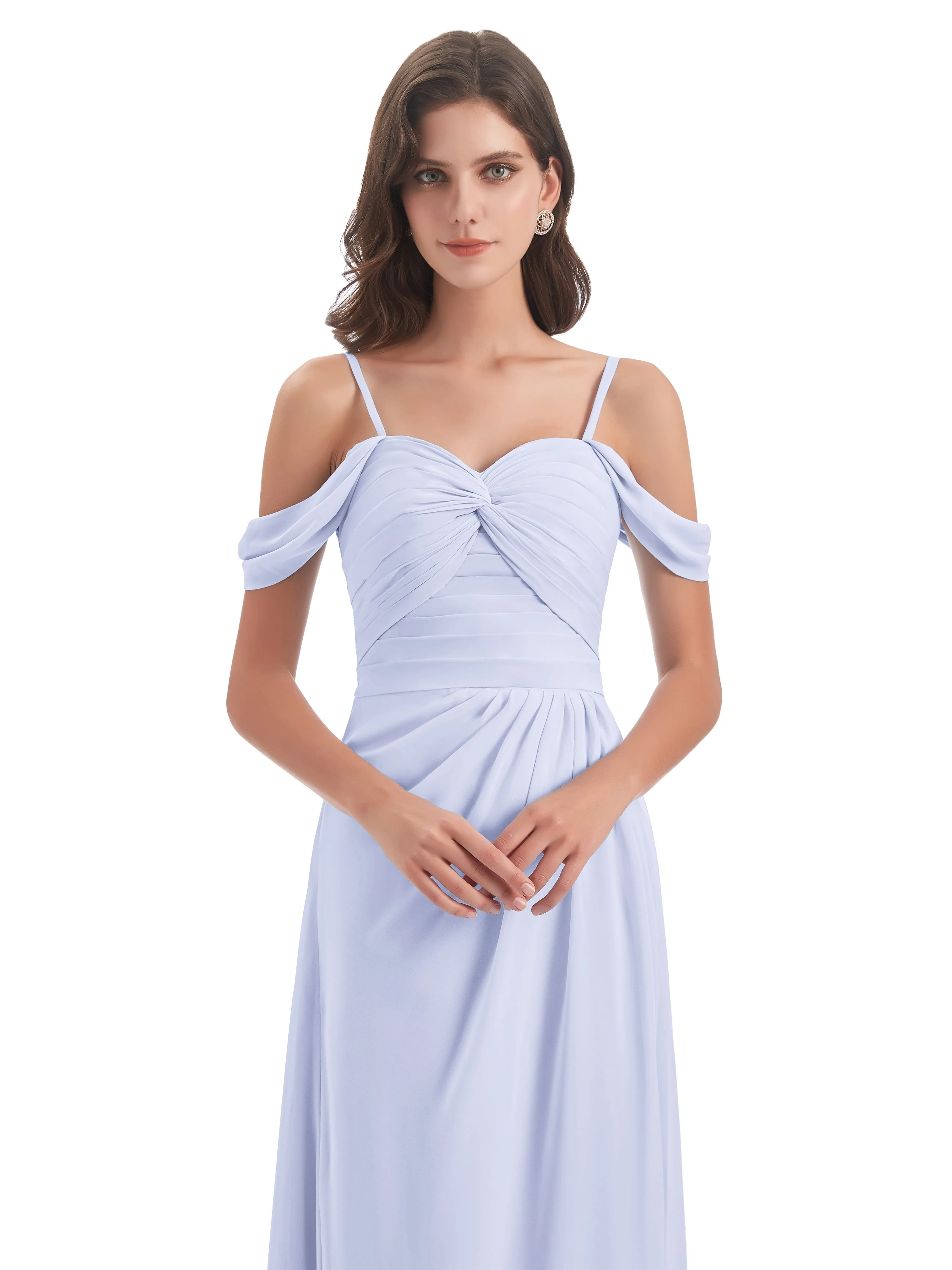 Orla Chiffon Elegant Spaghetti Straps Split Long Bridesmaid Dresses