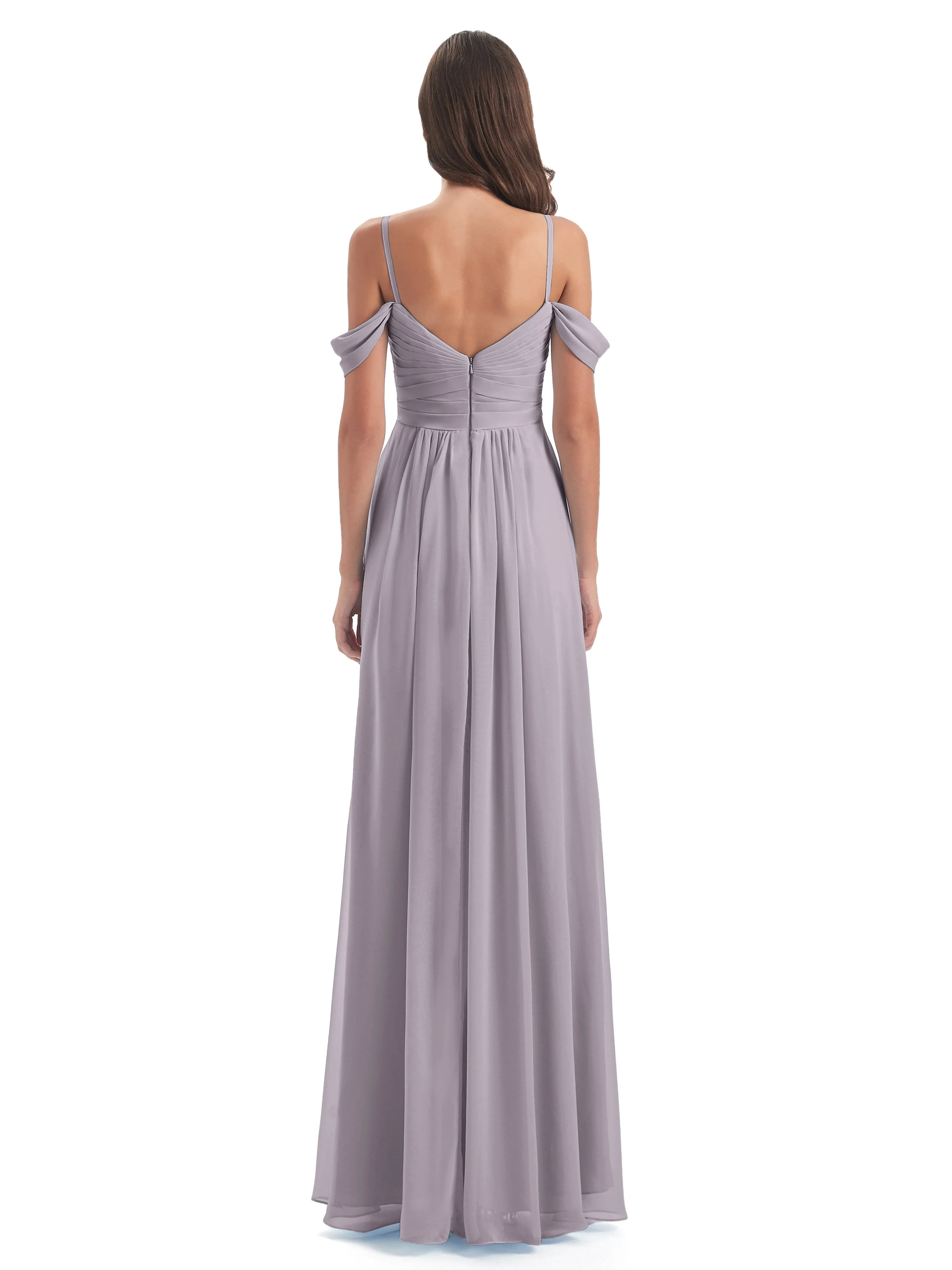 Orla Chiffon Elegant Spaghetti Straps Split Long Bridesmaid Dresses