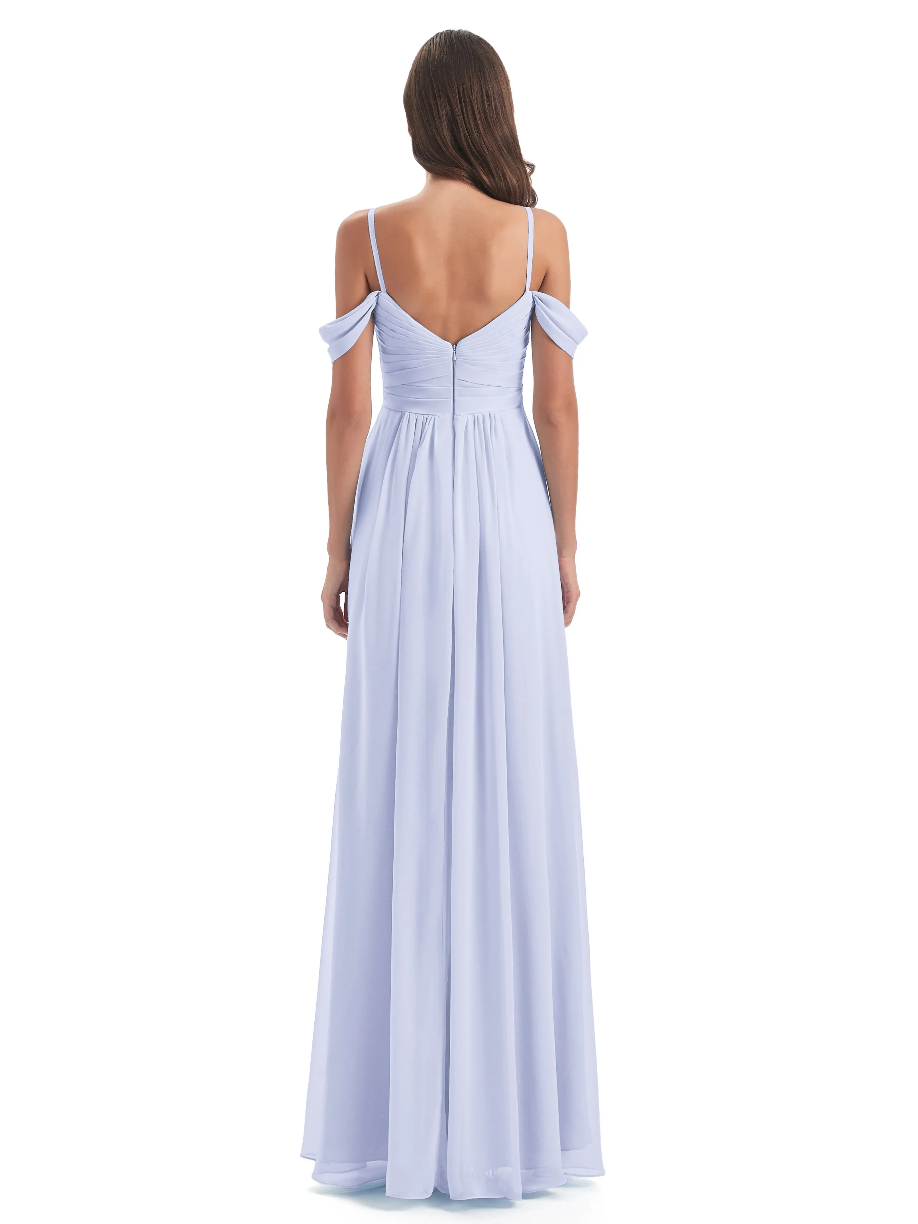 Orla Chiffon Elegant Spaghetti Straps Split Long Bridesmaid Dresses