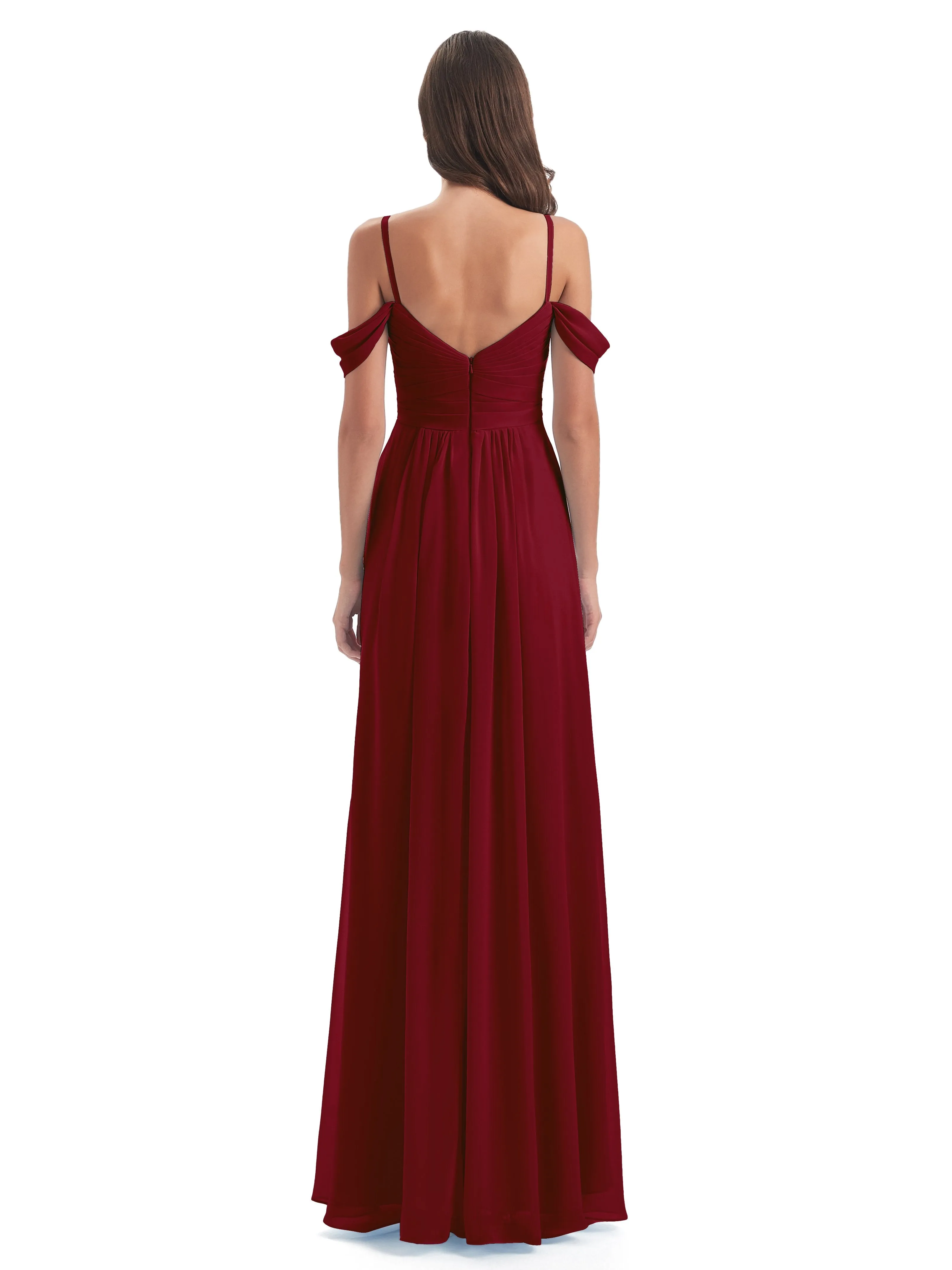 Orla Chiffon Elegant Spaghetti Straps Split Long Bridesmaid Dresses