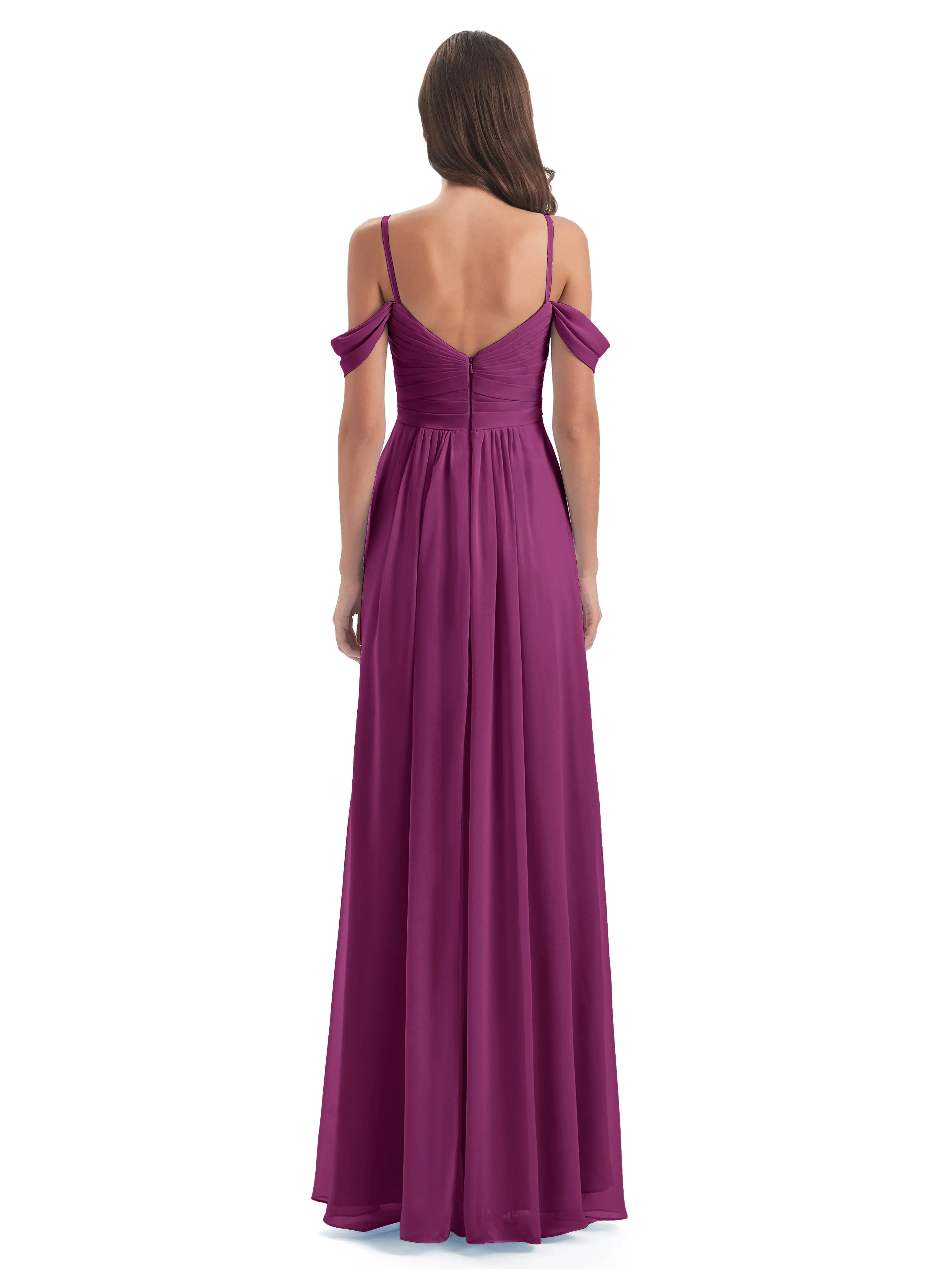 Orla Chiffon Elegant Spaghetti Straps Split Long Bridesmaid Dresses