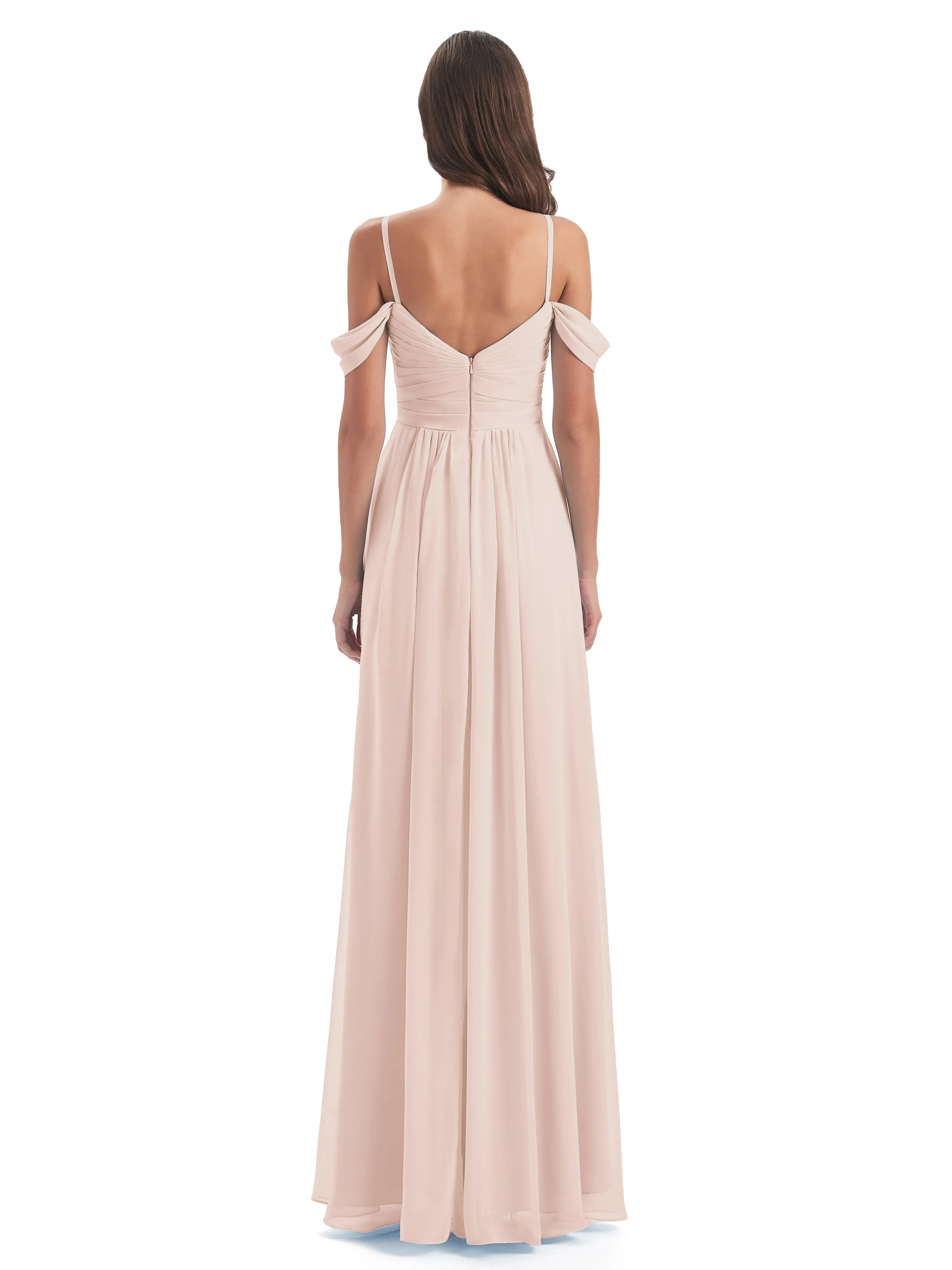 Orla Chiffon Elegant Spaghetti Straps Split Long Bridesmaid Dresses