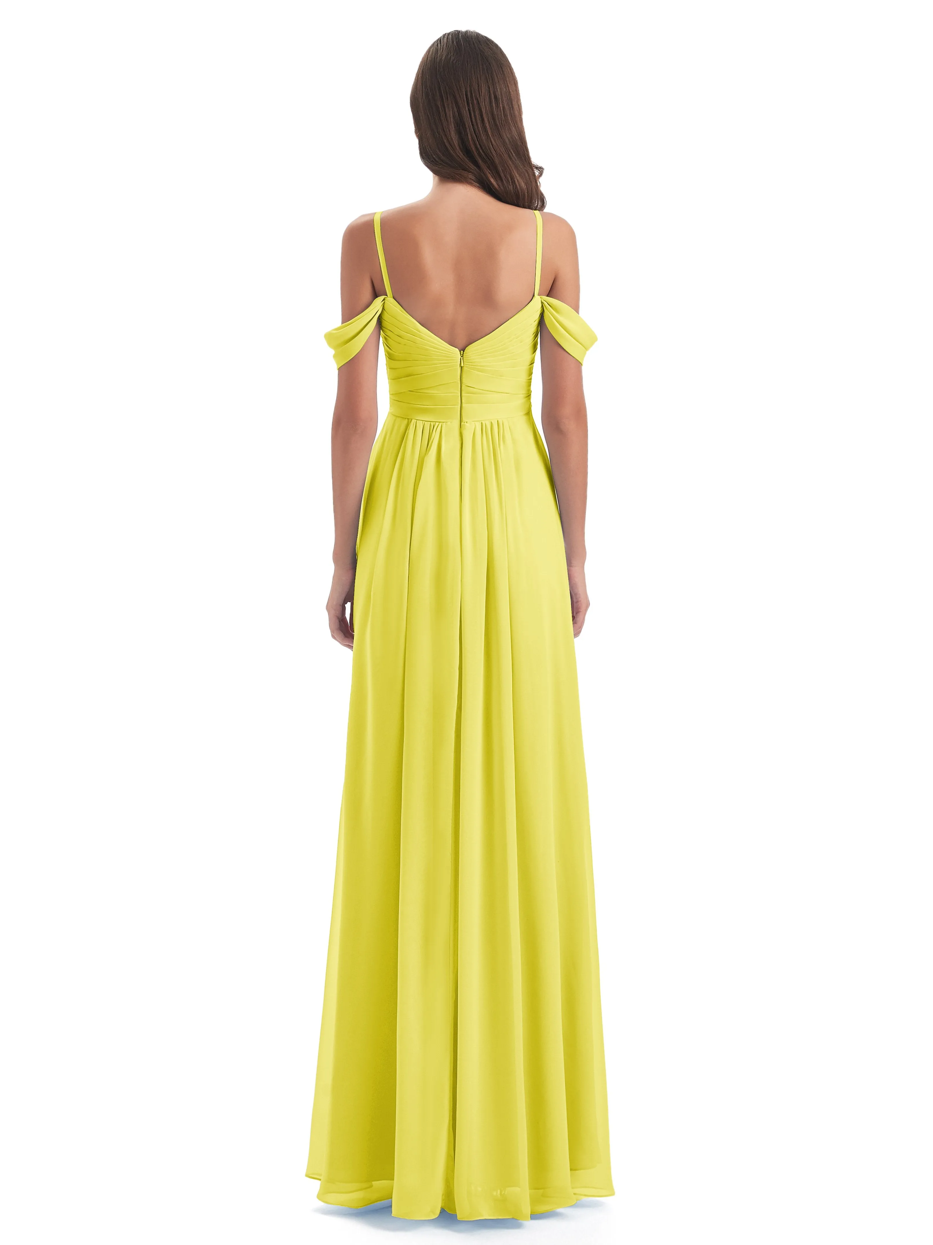 Orla Chiffon Elegant Spaghetti Straps Split Long Bridesmaid Dresses