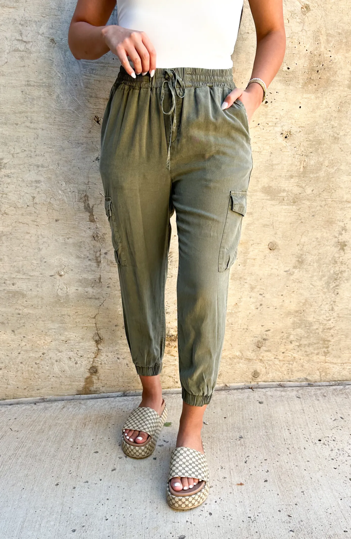 Out Of Office Olive Green Cargo Pants