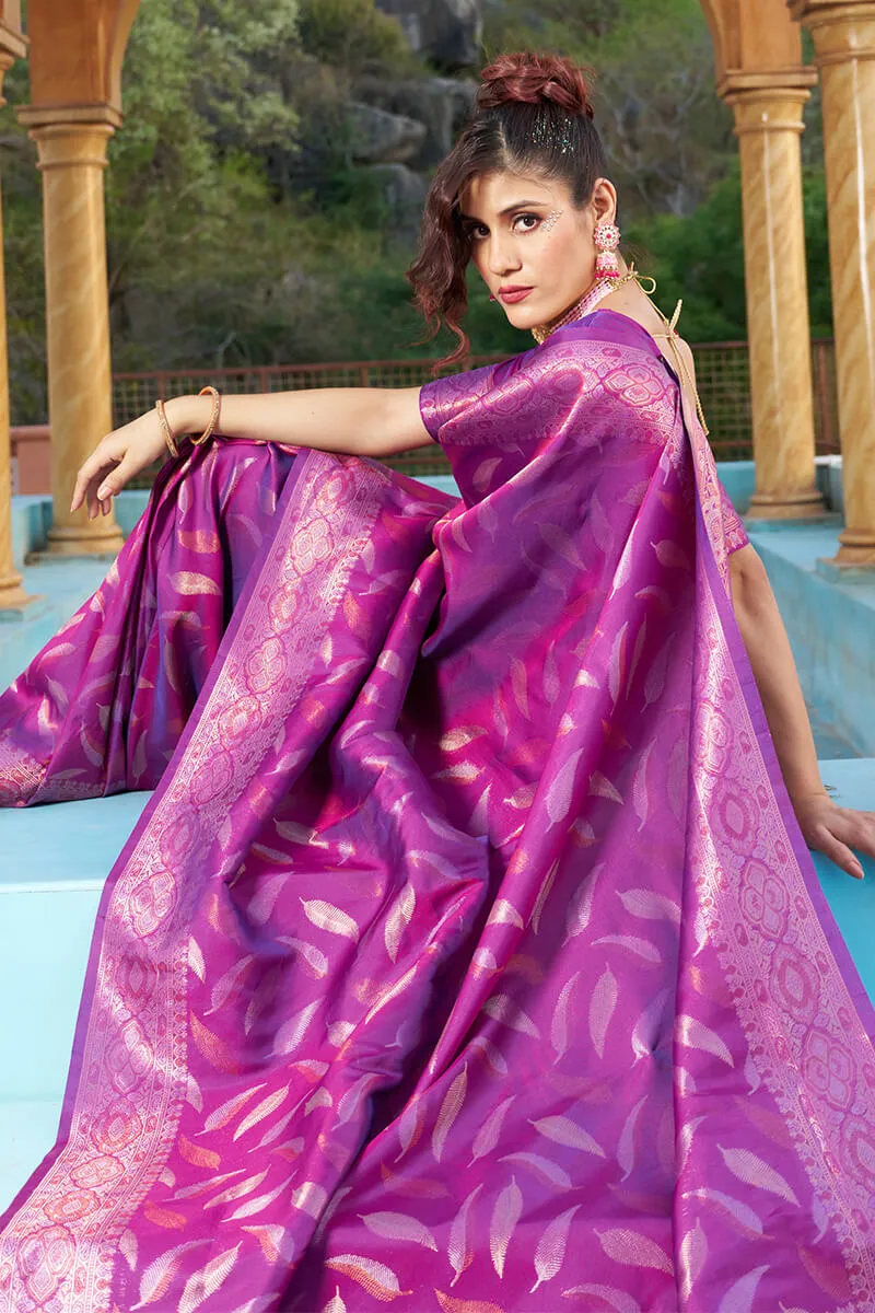 Outstanding Purple Soft Banarasi Silk Saree With Phenomenal Blouse Piece