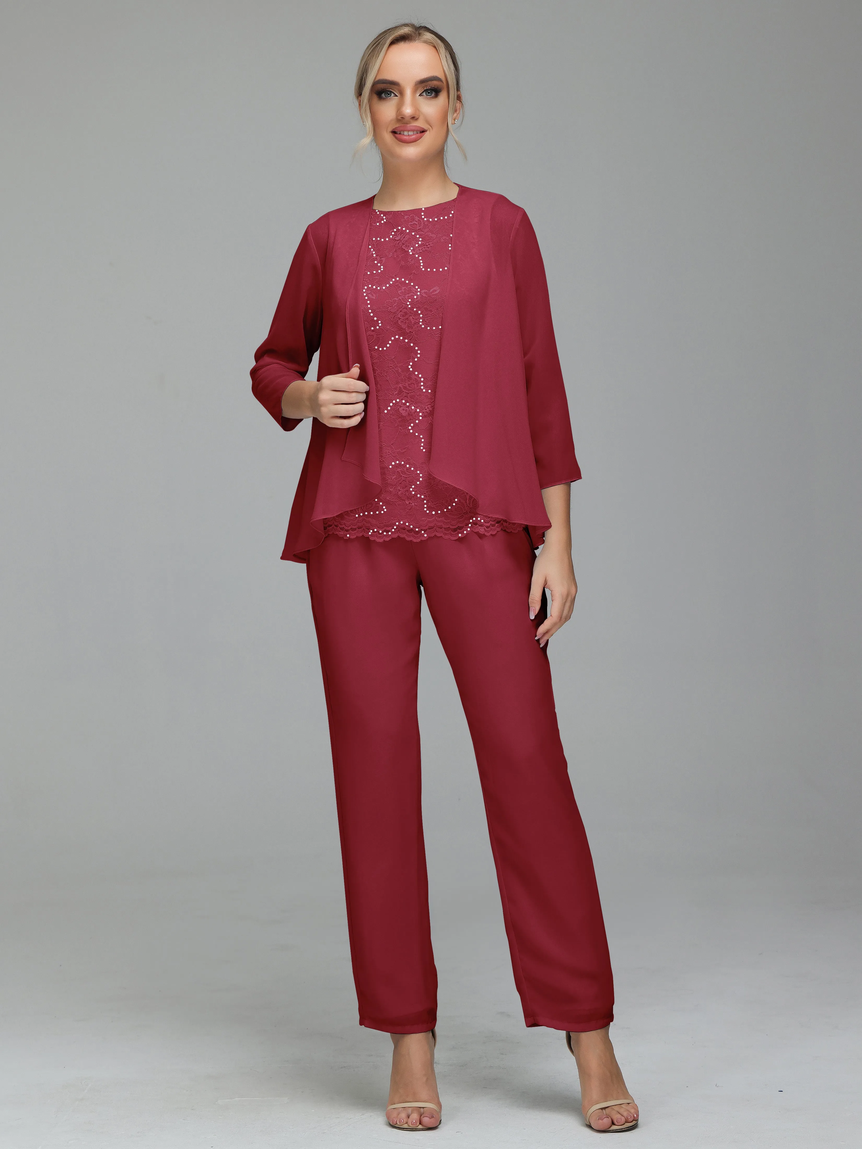 Pantsuit Separates Floor length Chiffon Mother of the Bride Dress