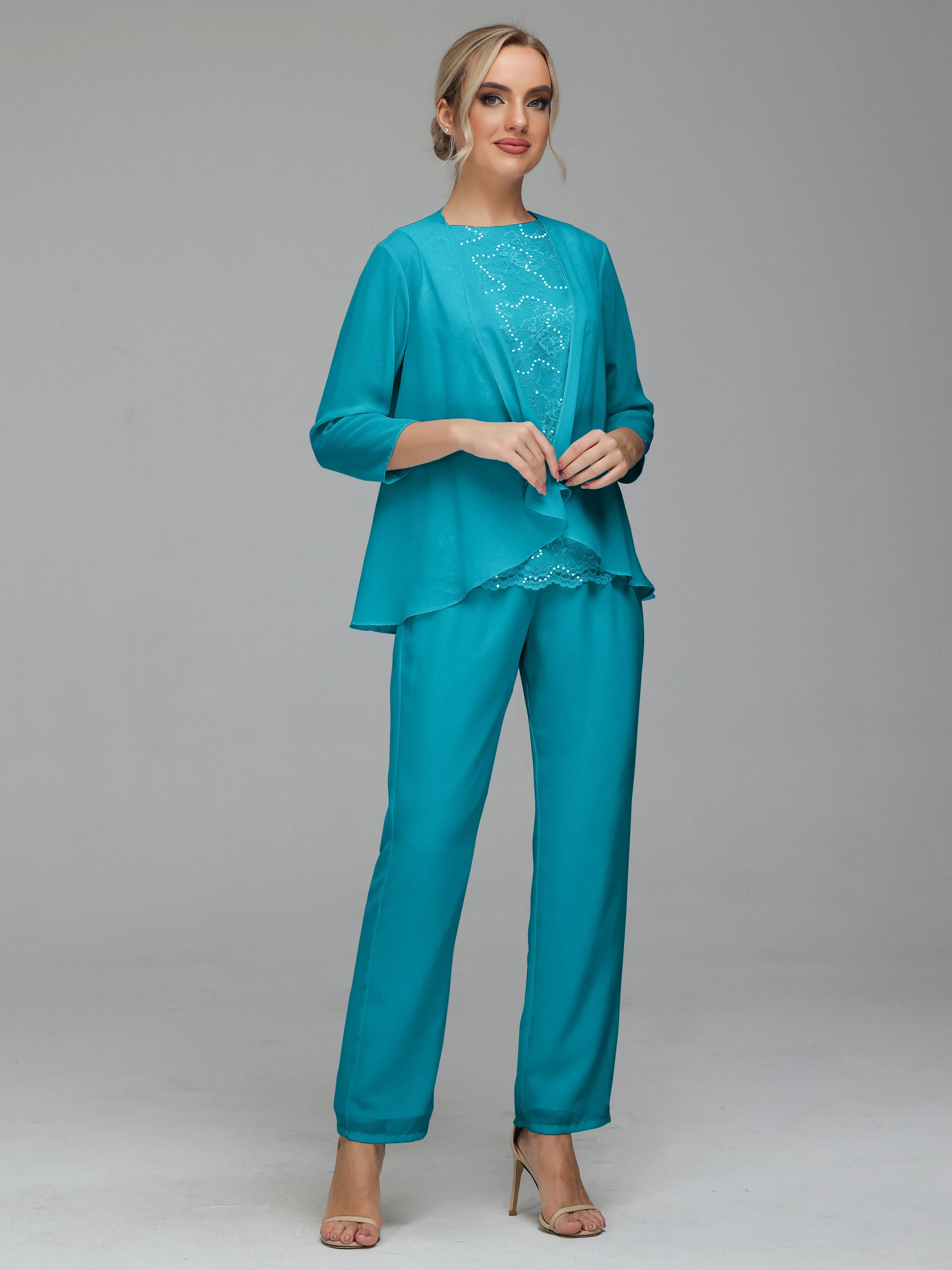 Pantsuit Separates Floor length Chiffon Mother of the Bride Dress