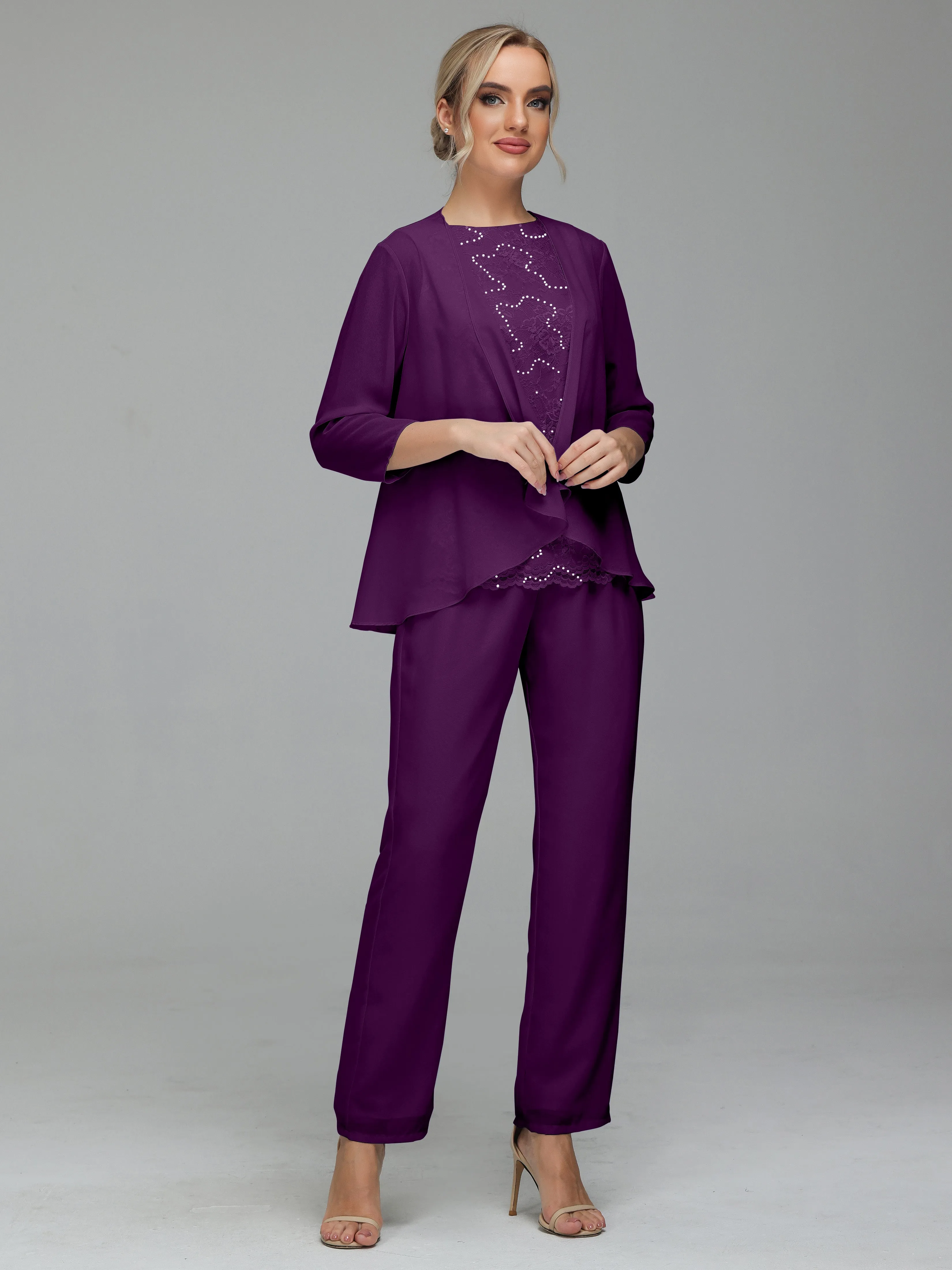 Pantsuit Separates Floor length Chiffon Mother of the Bride Dress