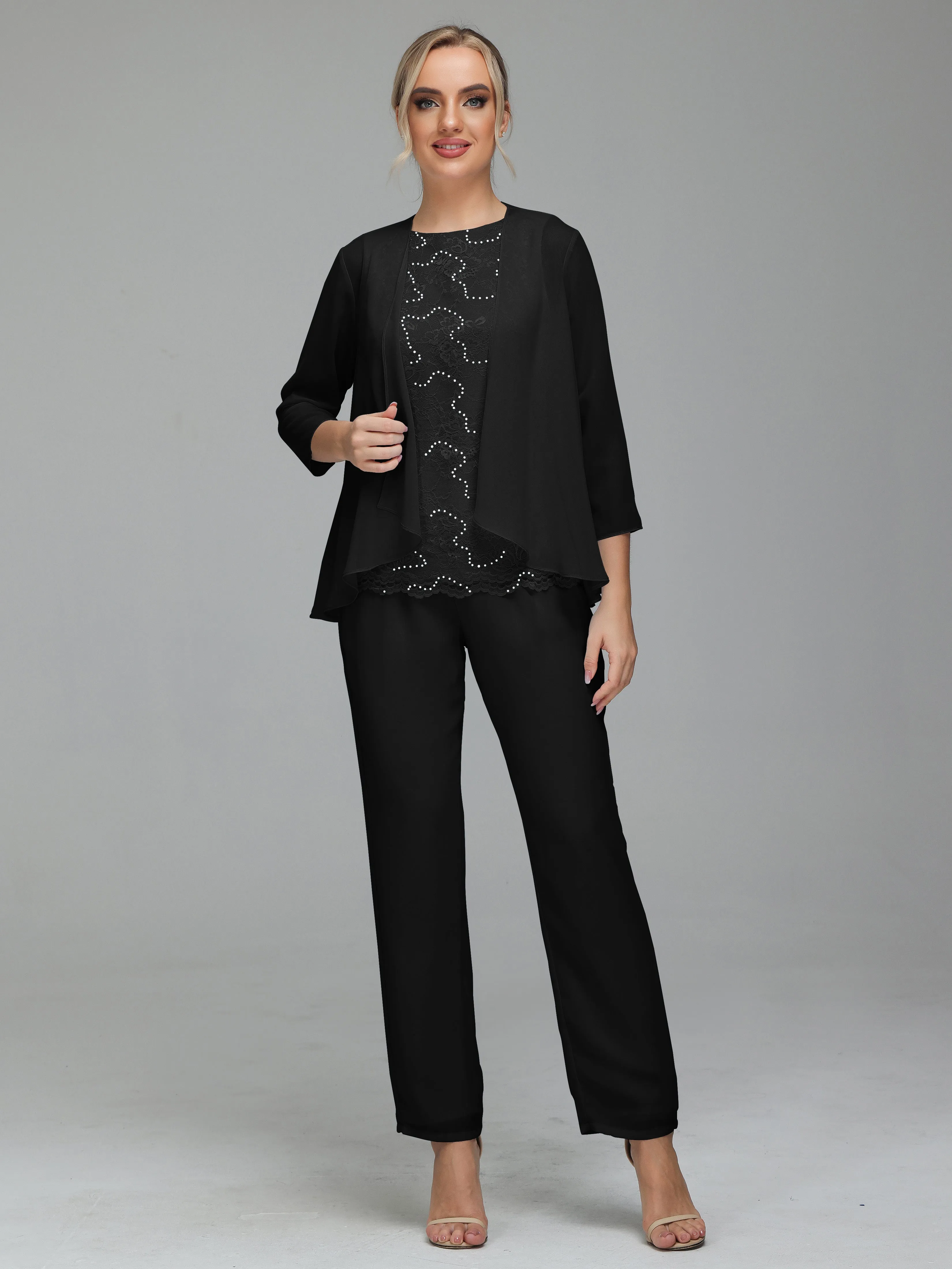 Pantsuit Separates Floor length Chiffon Mother of the Bride Dress