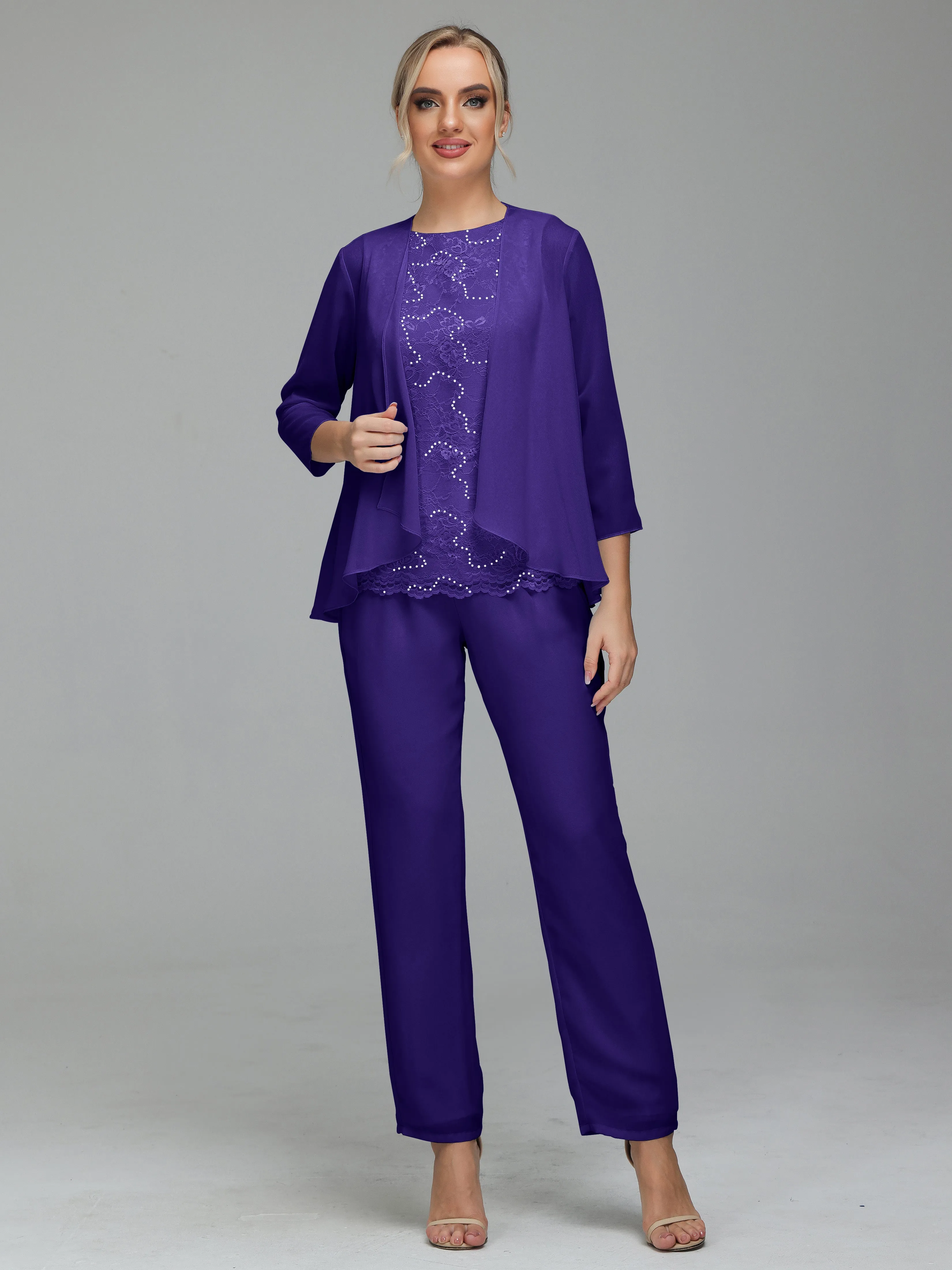 Pantsuit Separates Floor length Chiffon Mother of the Bride Dress