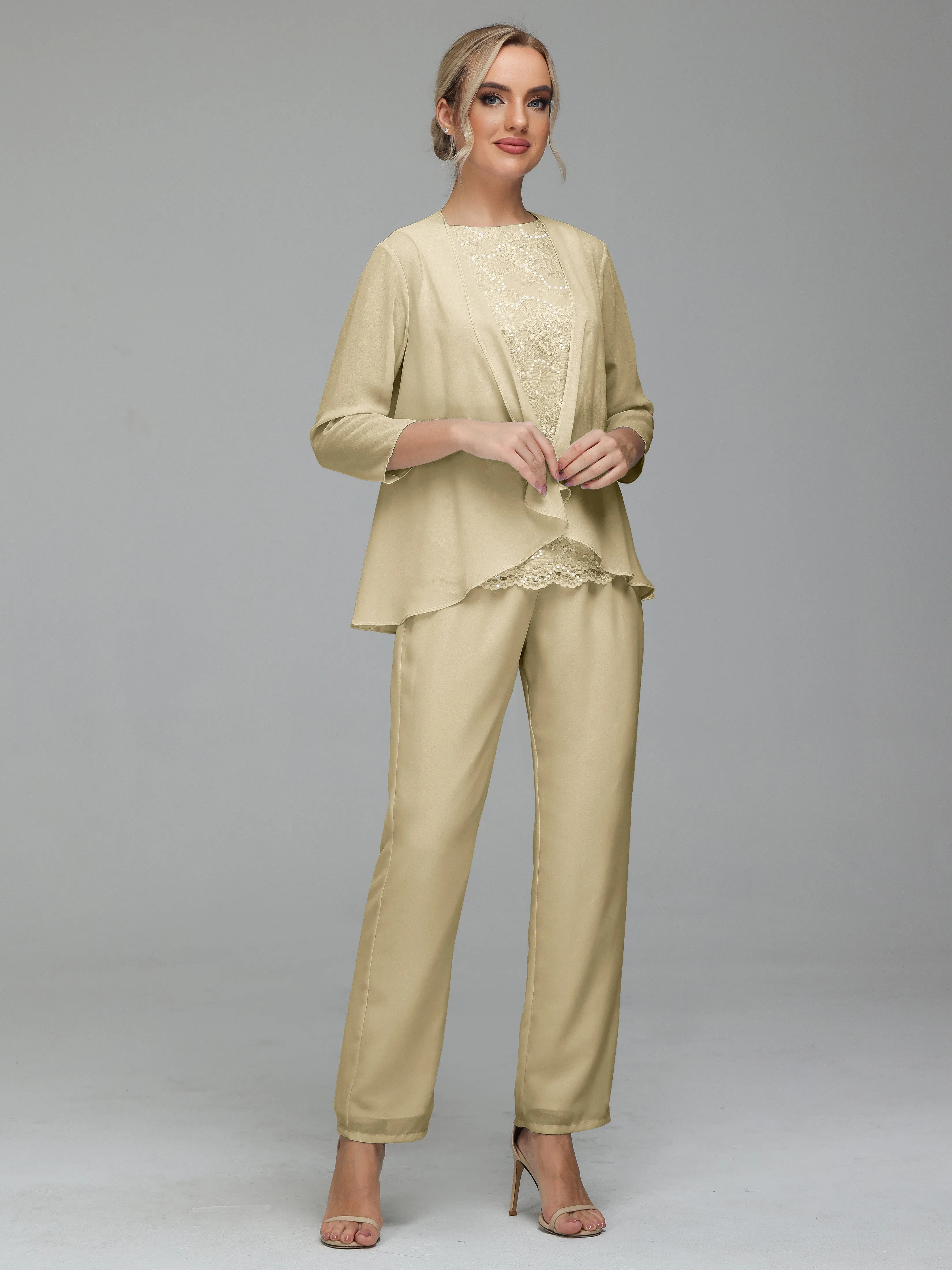 Pantsuit Separates Floor length Chiffon Mother of the Bride Dress