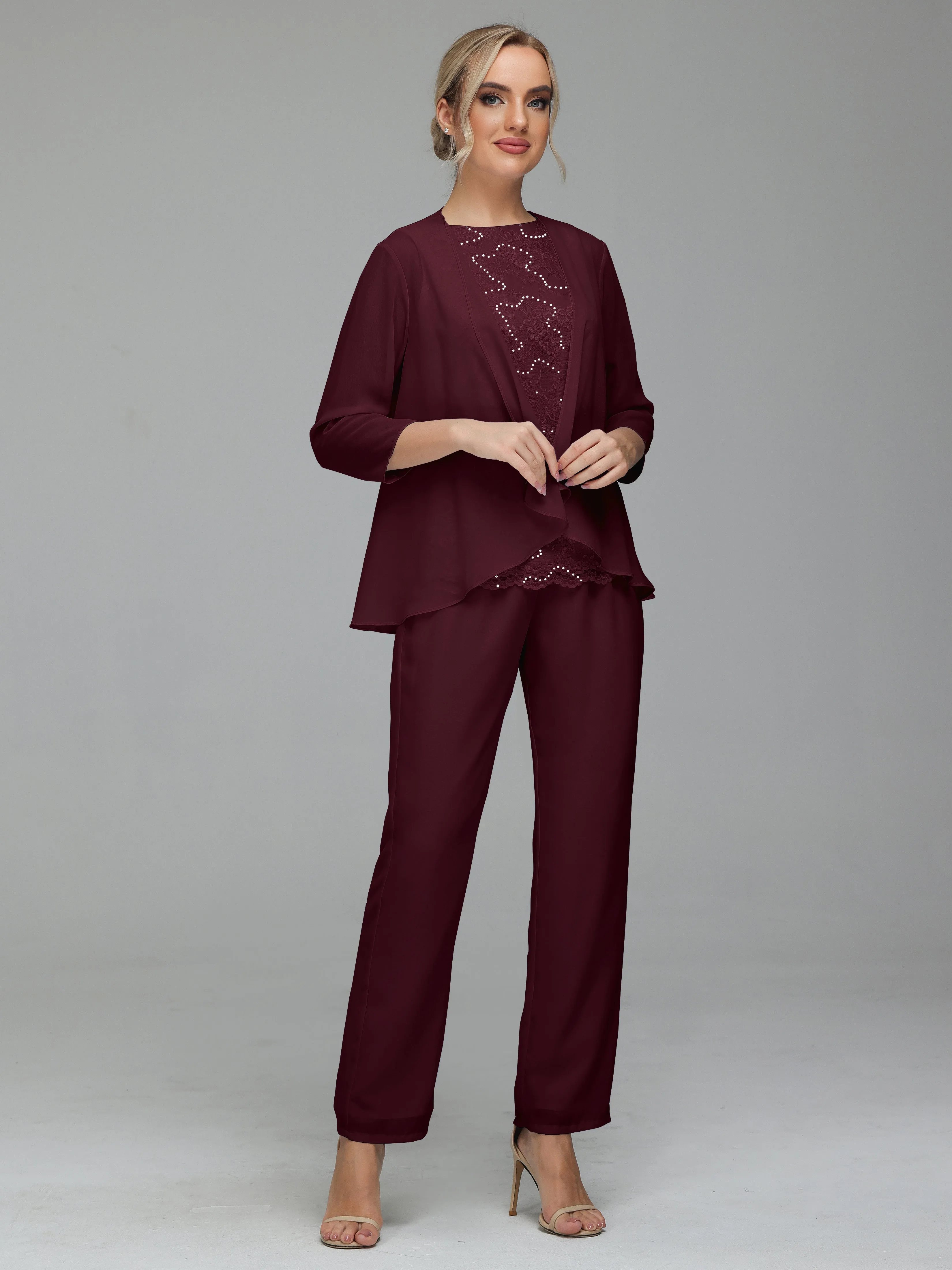 Pantsuit Separates Floor length Chiffon Mother of the Bride Dress