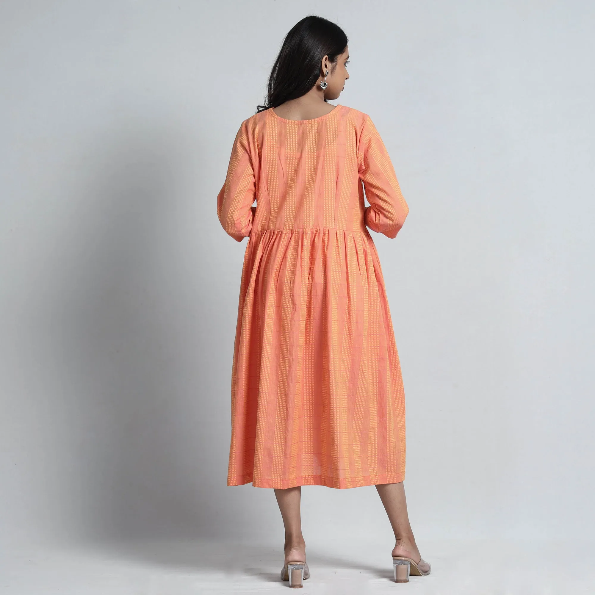 Peach - Exquisite Jacquard Cotton Dress