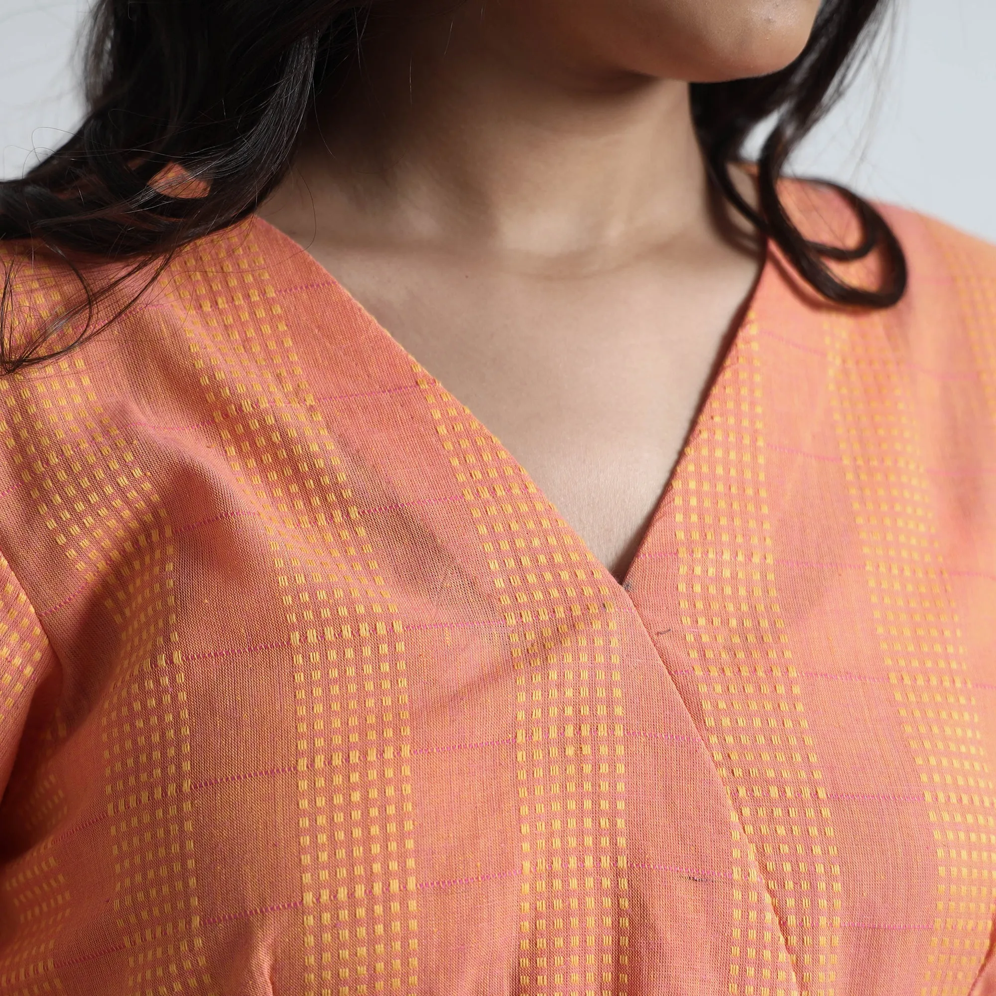 Peach - Exquisite Jacquard Cotton Dress