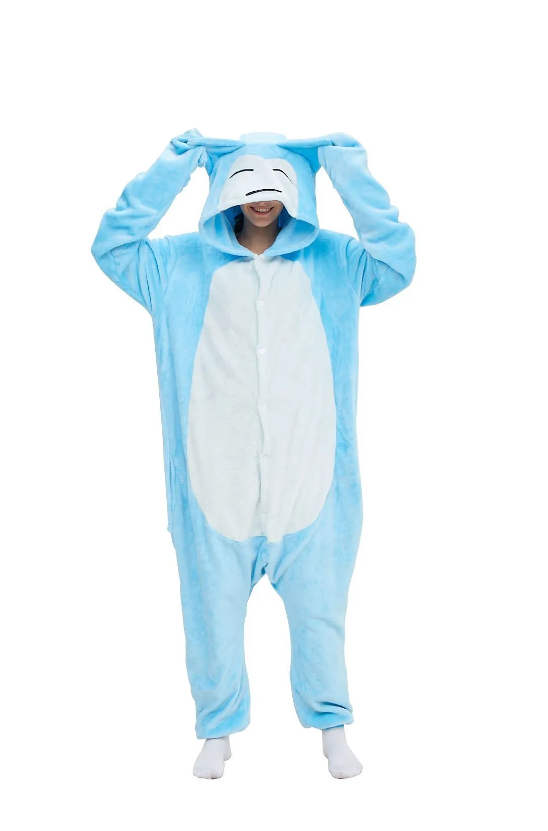 Pokemon Snorlax Kigurumi Pajamas Onesie Cartoon Anime Blue Flannel Jumpsuit Kigurumi Costumes