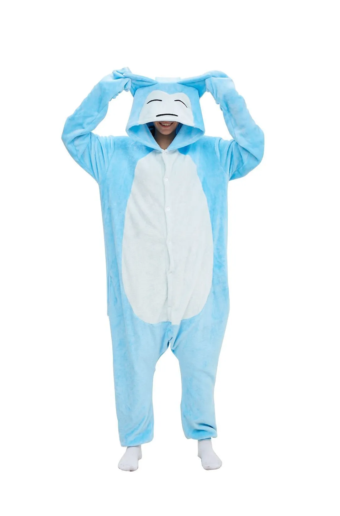 Pokemon Snorlax Kigurumi Pajamas Onesie Cartoon Anime Blue Flannel Jumpsuit Kigurumi Costumes