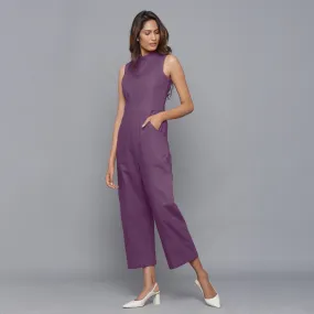 Purple Warm Cotton Flannel Princess Line Midi Jumpsuit